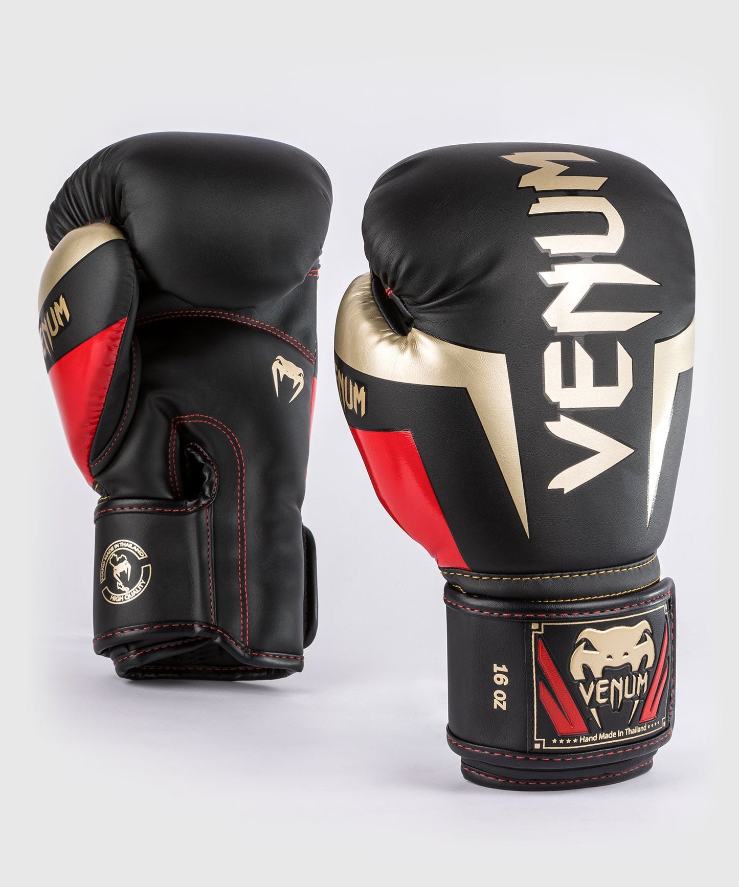 Venum Elite Boxing Gloves - Black/Gold/Red