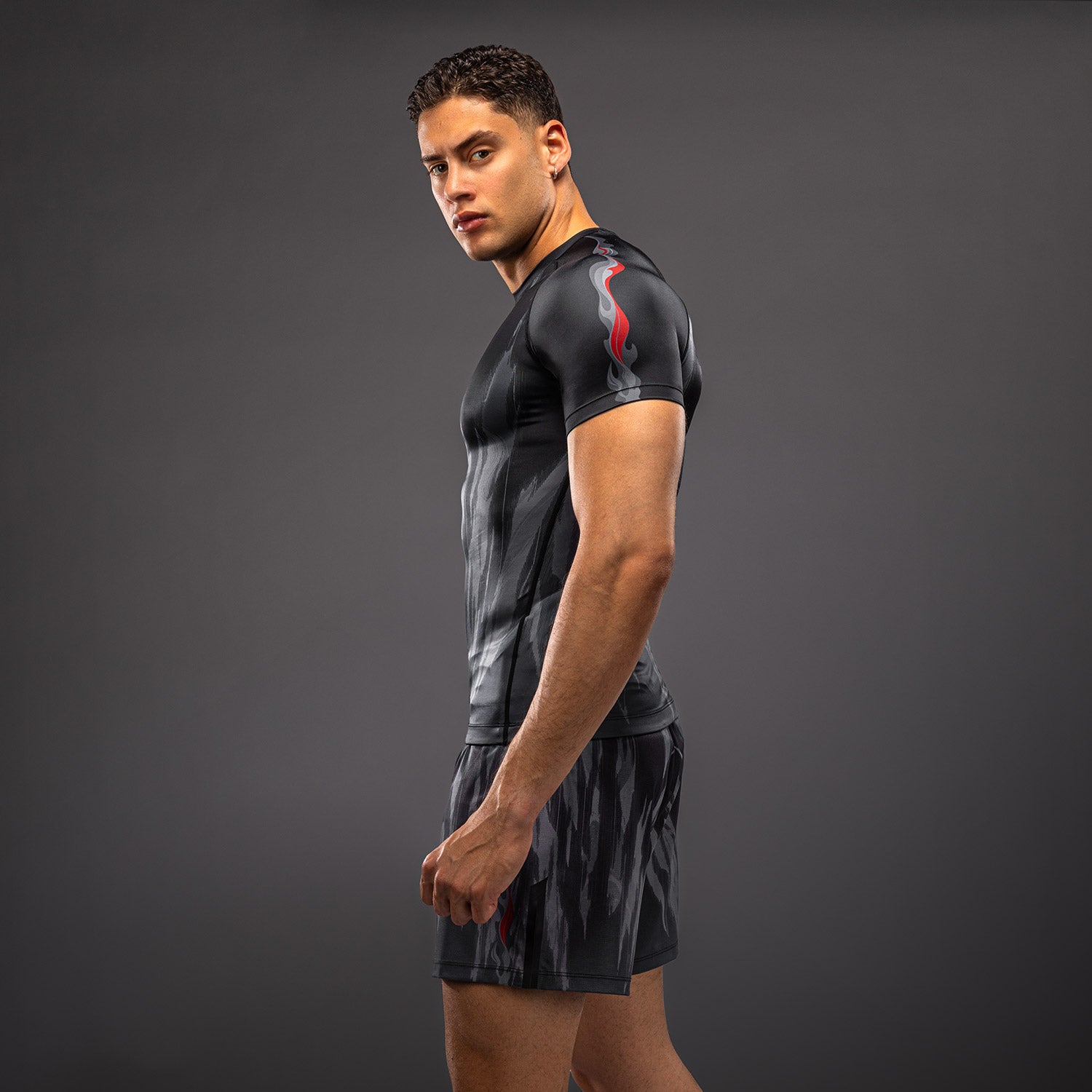 Venum Demon Short Sleeve Rashguard - Black/Grey  product-type_Compression T-Shirts Venum