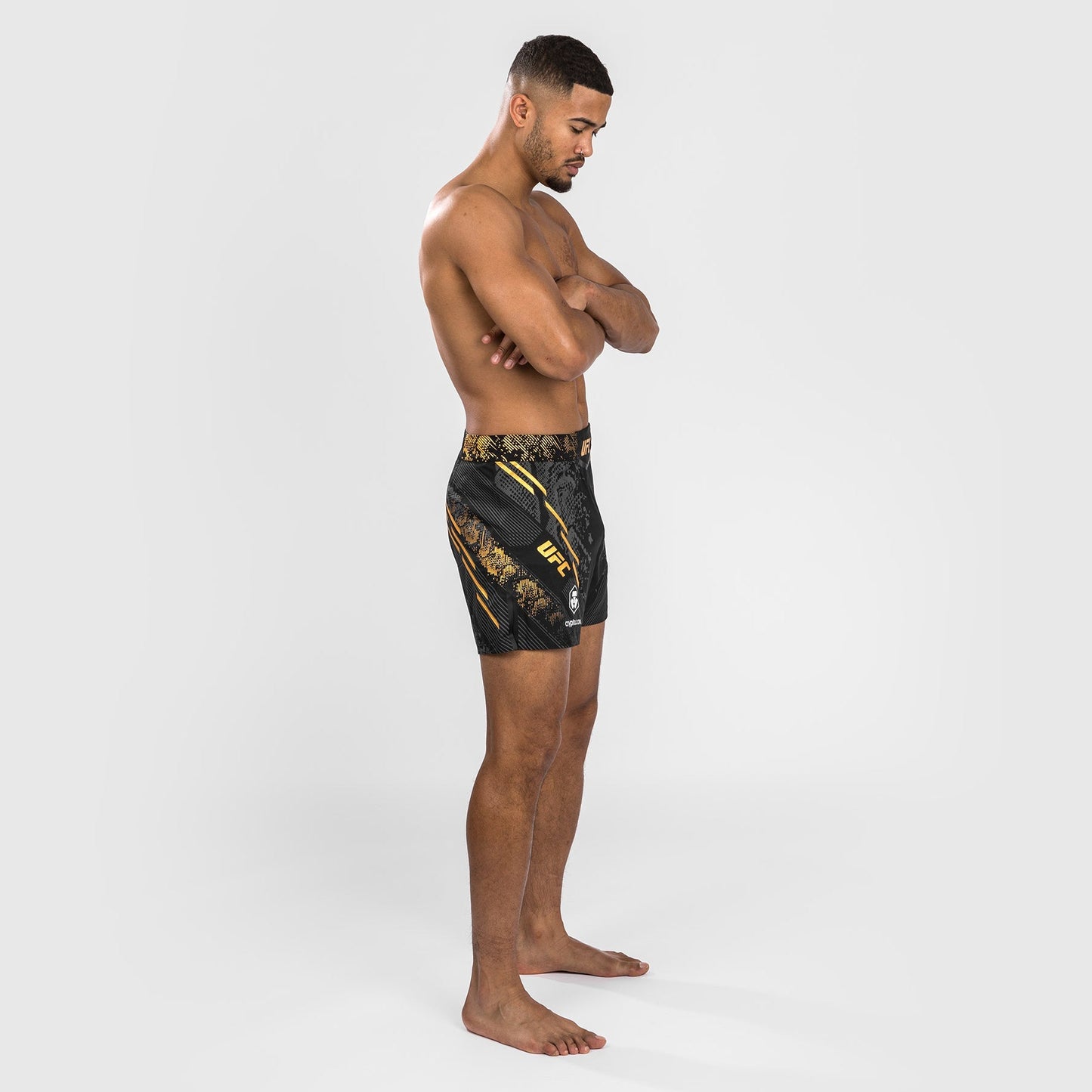 UFC Adrenaline by Venum Personalized Authentic Fight Night Men's Fight Short - Short Fit - Black/Gold