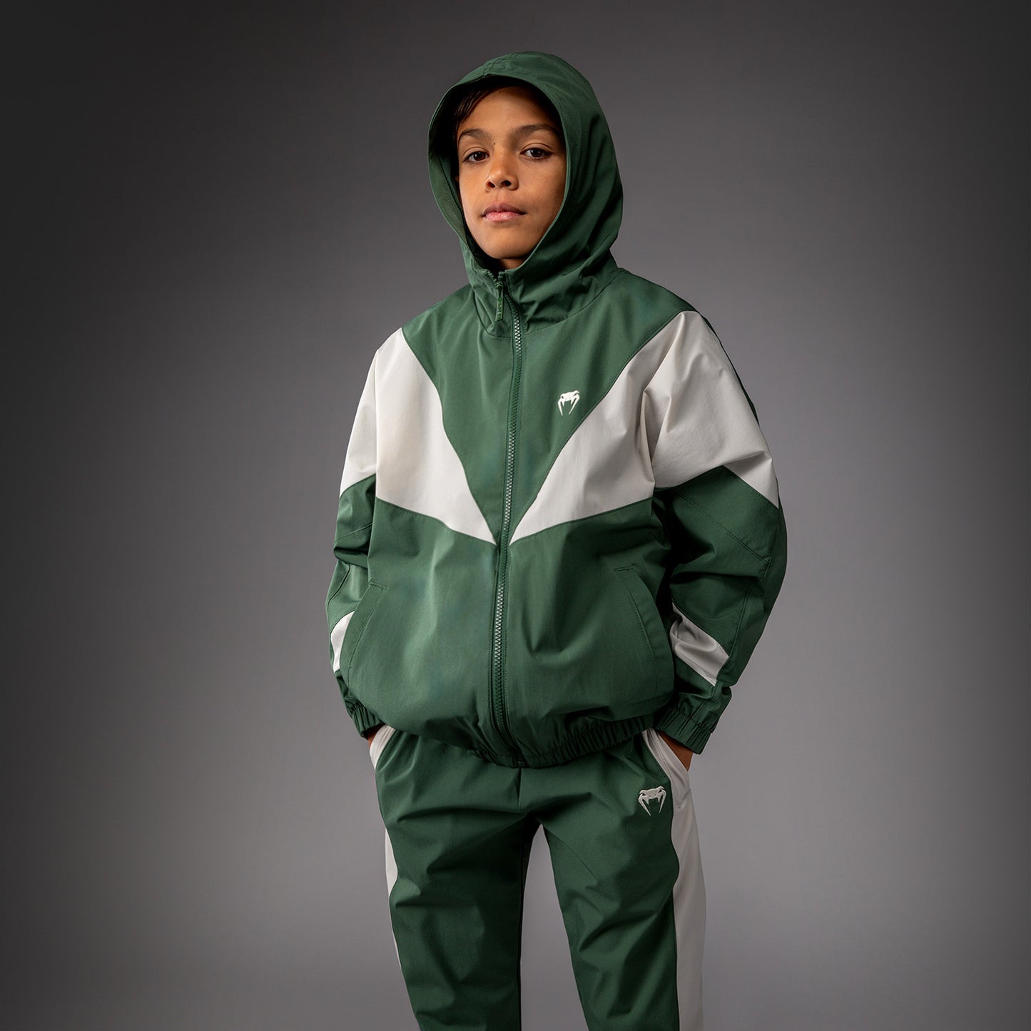 Venum Vectra Kids Track Jackets - Forest Green/ Off White
