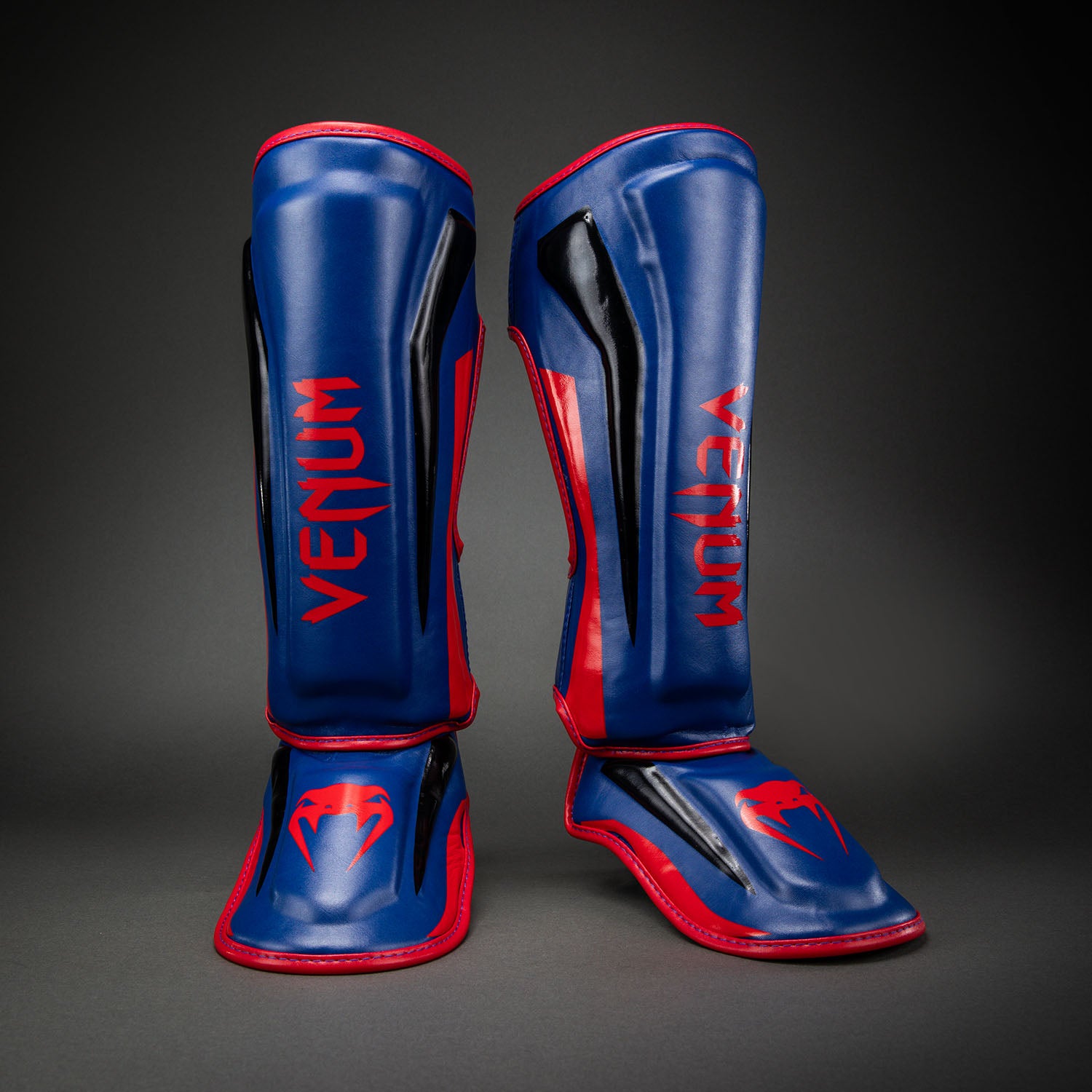 Venum Elite Shin Guards - Dark Blue/Red - Venum