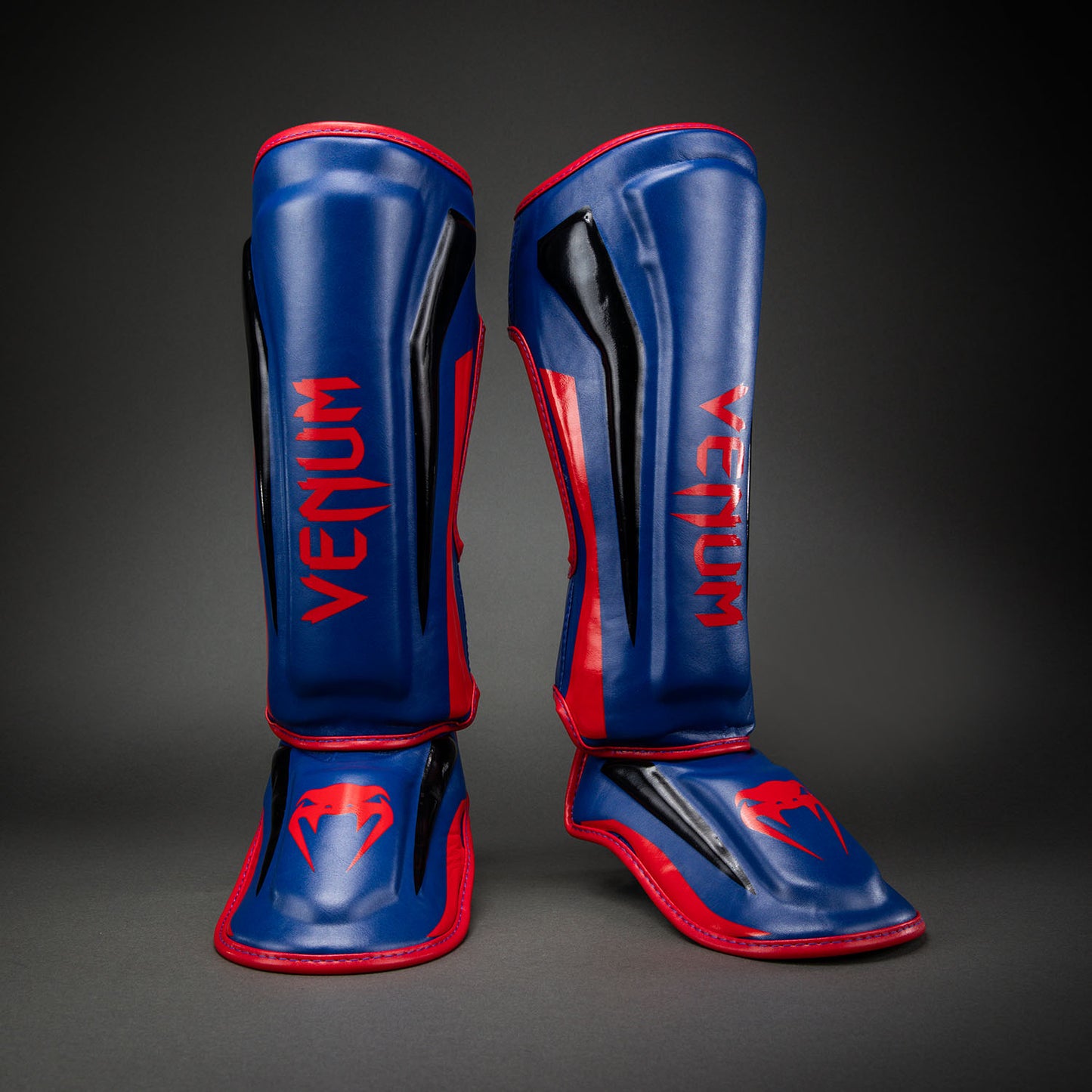 Venum Elite Shin Guards - Dark Blue/Red