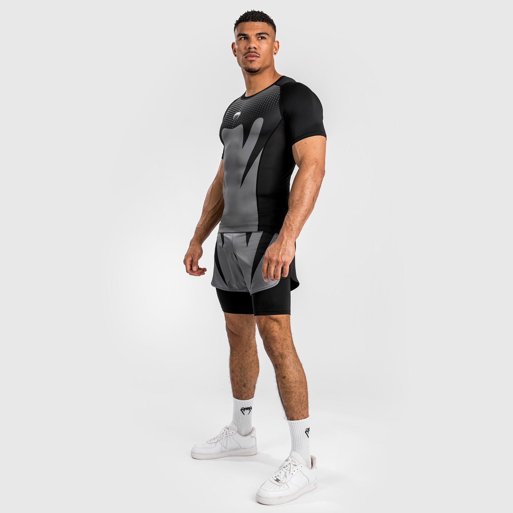 Venum Attack Men's Short Sleeve Rashguard - Black/Grey - Venum