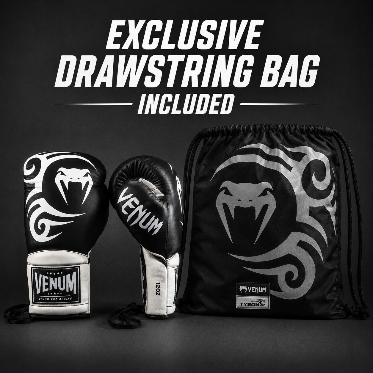 Venum Giant 2.0 Mike Tyson Pro Boxing Gloves with Laces - Deep Black/Optical White