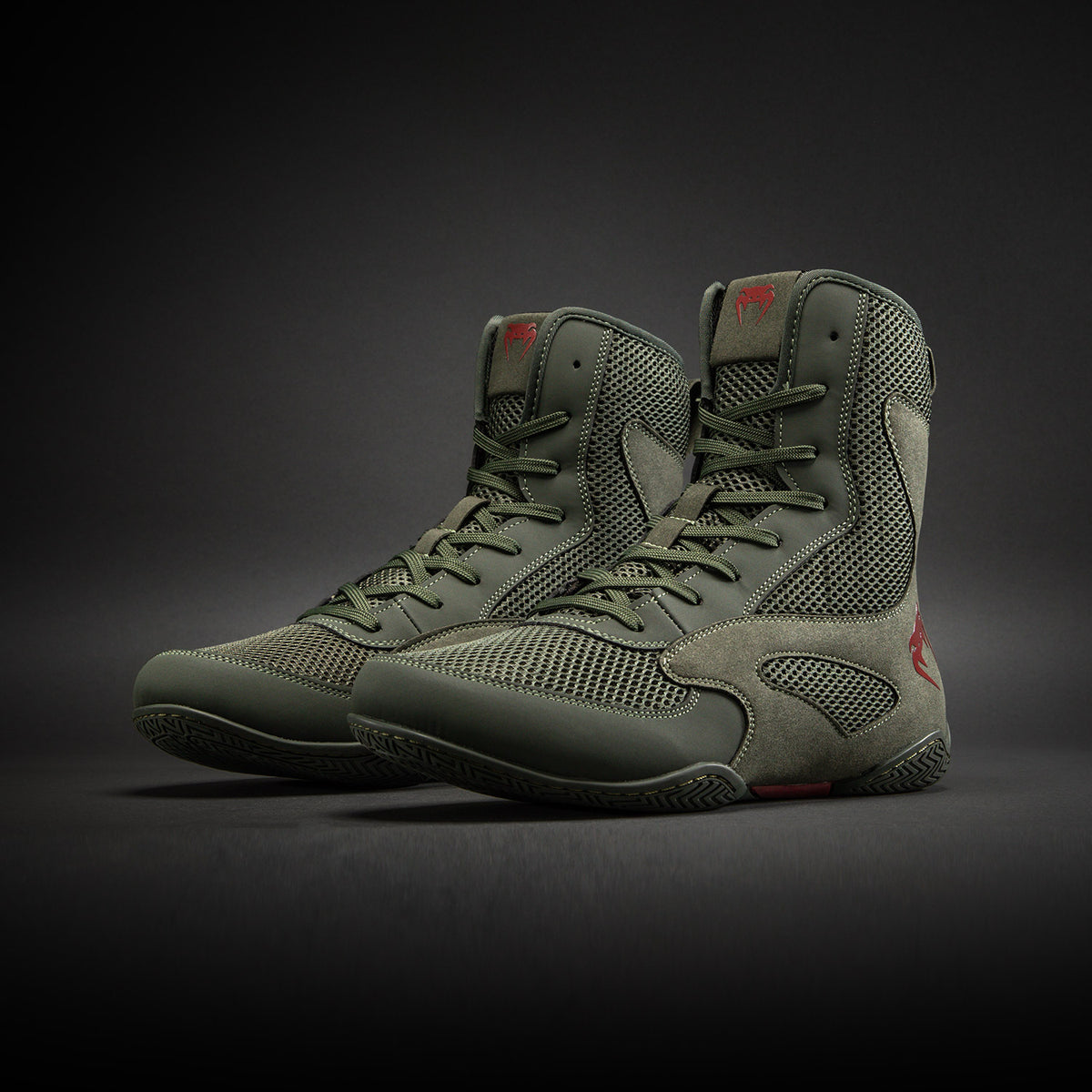 Venum Contender Boxing Shoes - Khaki/Red