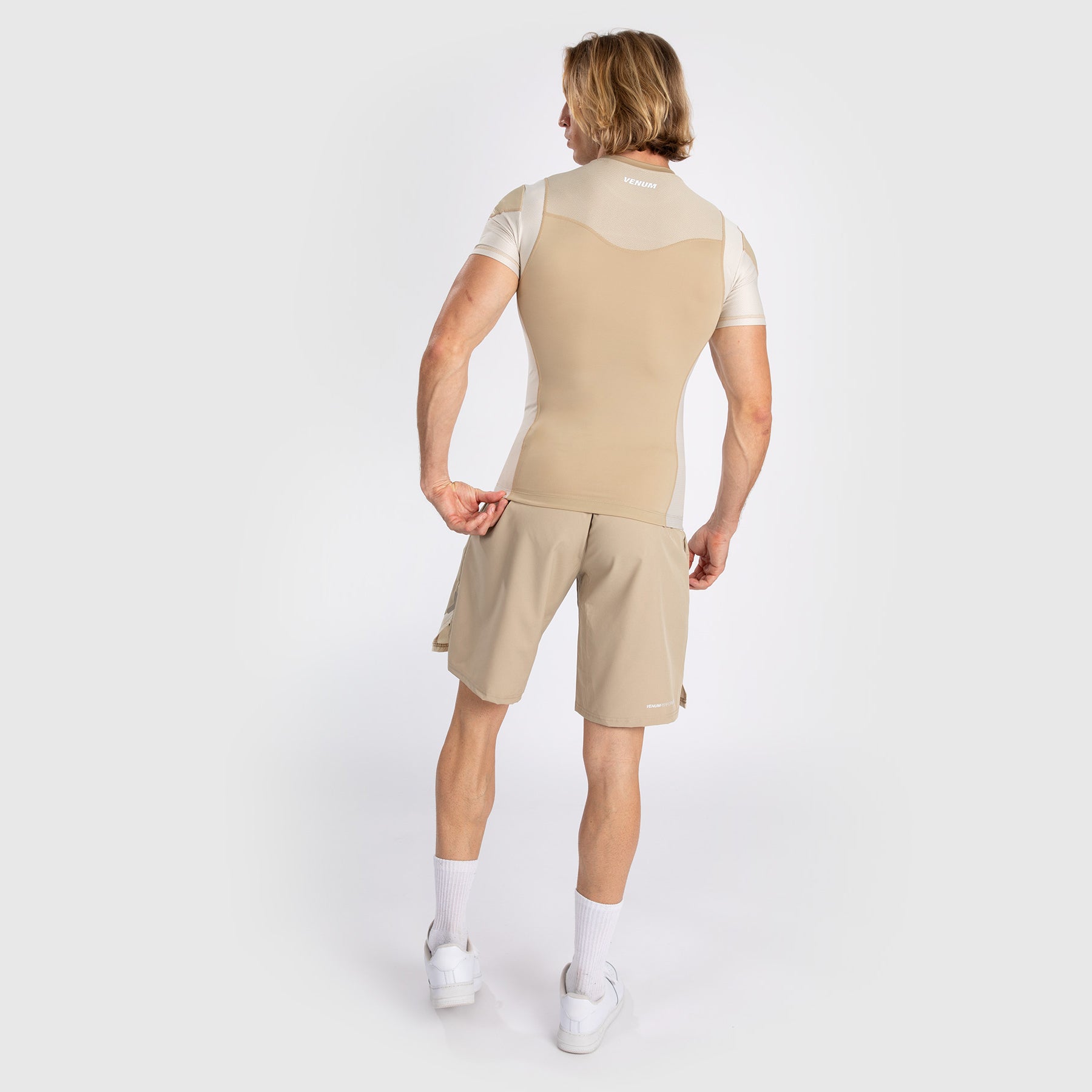 Venum Tempest Men's Short Sleeve Rashguard - Beige/Sand - Venum