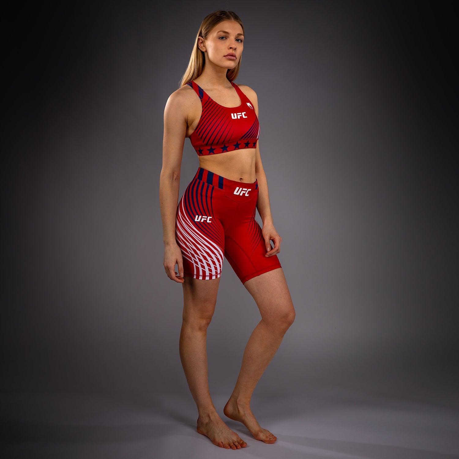 Women's Official UFC Freedom 250 by Venum Red Authentic Long Fit Vale Tudo Short  product-type_Compression shorts Venum