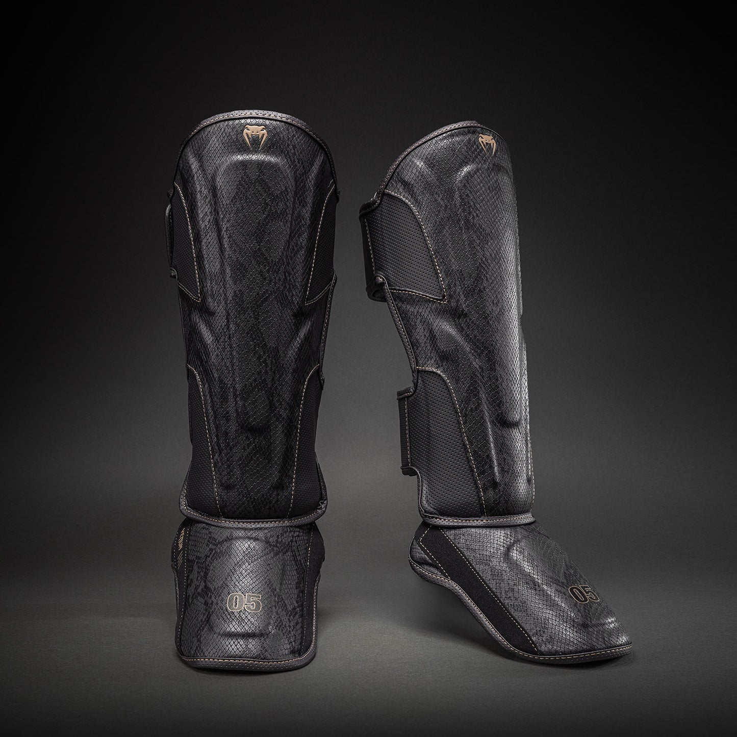Venum Impact Evo Scales Shin Guards - Dark Grey