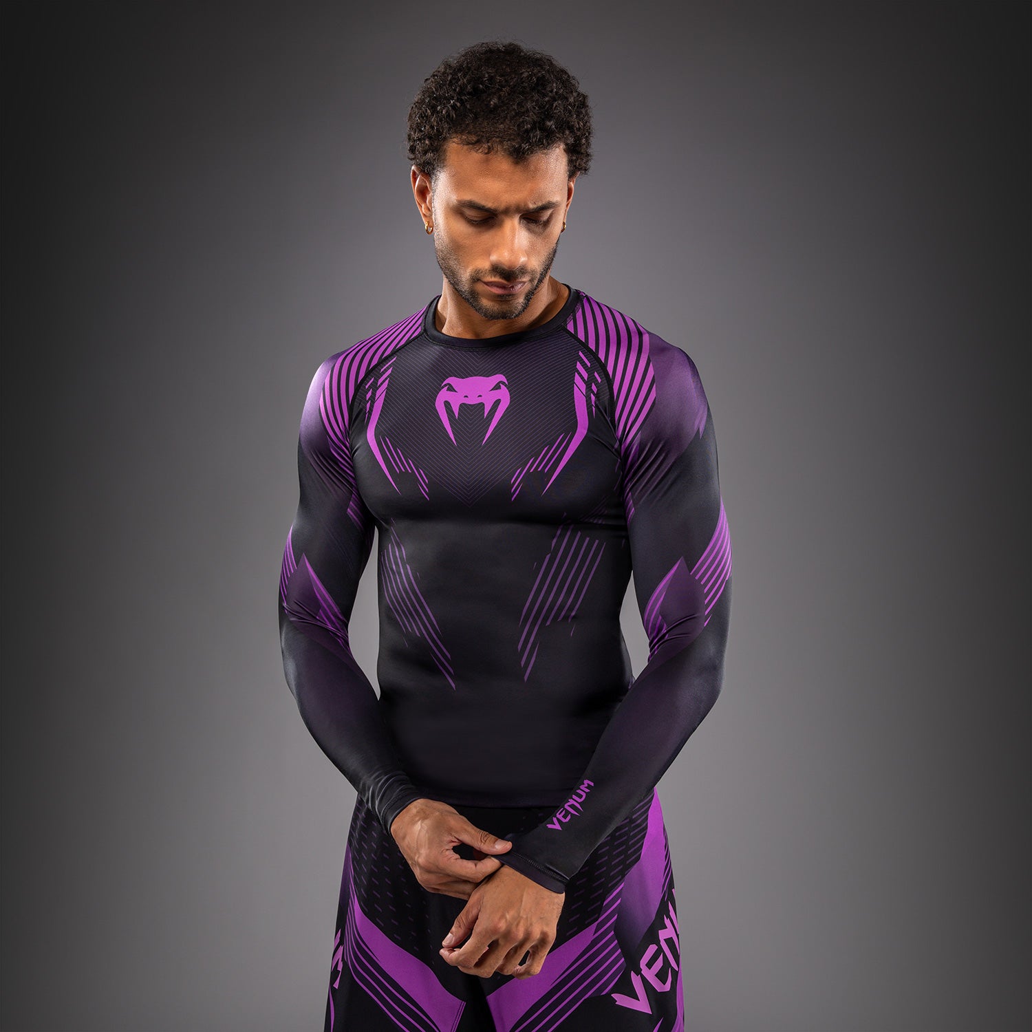 Venum No-Gi 6.0 Long Sleeve Rashguard - Black/Purple  product-type_Compression T-Shirts Venum