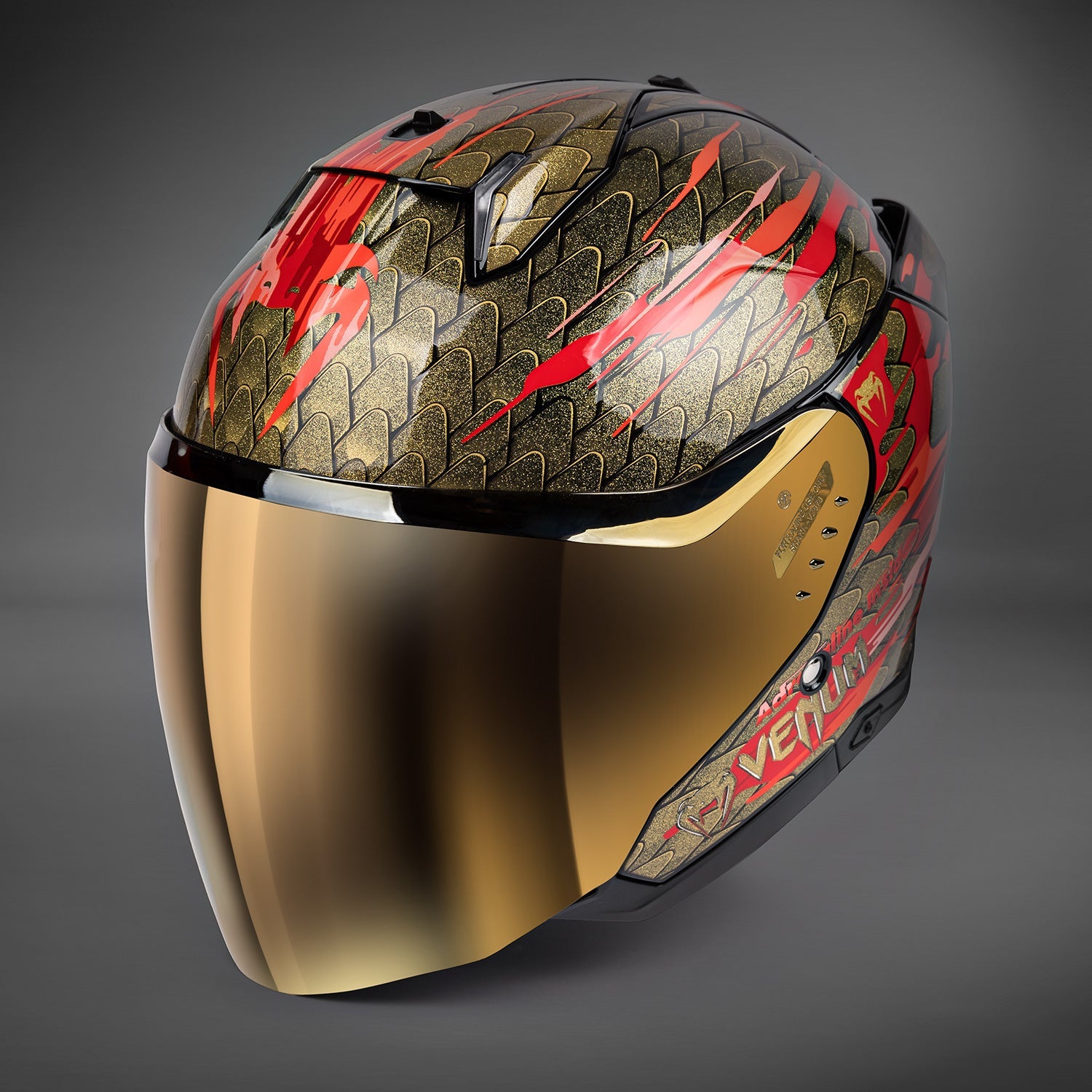 Venum x Shark SKWAL i3 JET Motorcycle Helmet - Red/Gold - Venum