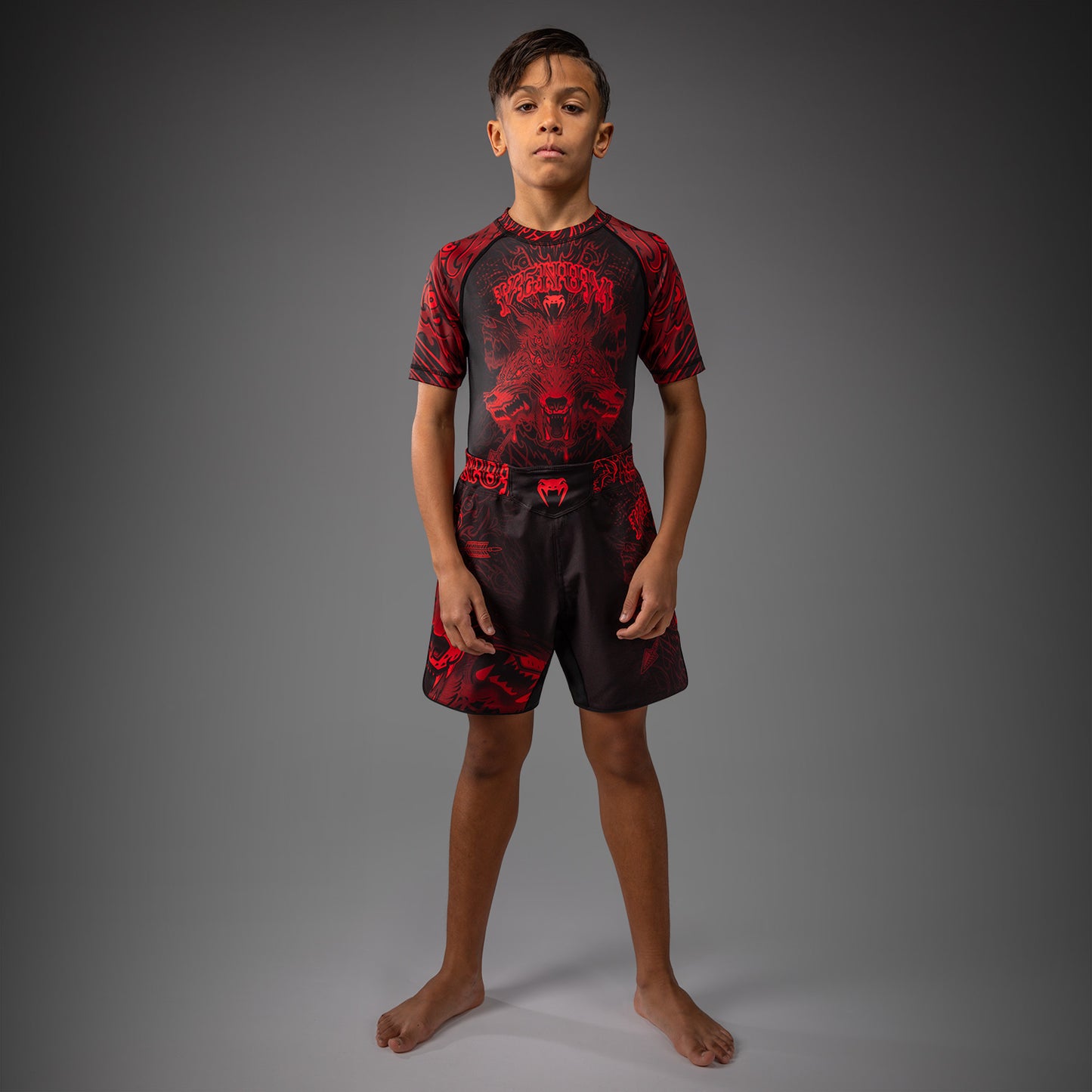 Venum Wolf Atak Kids Fightshorts - Black/Red