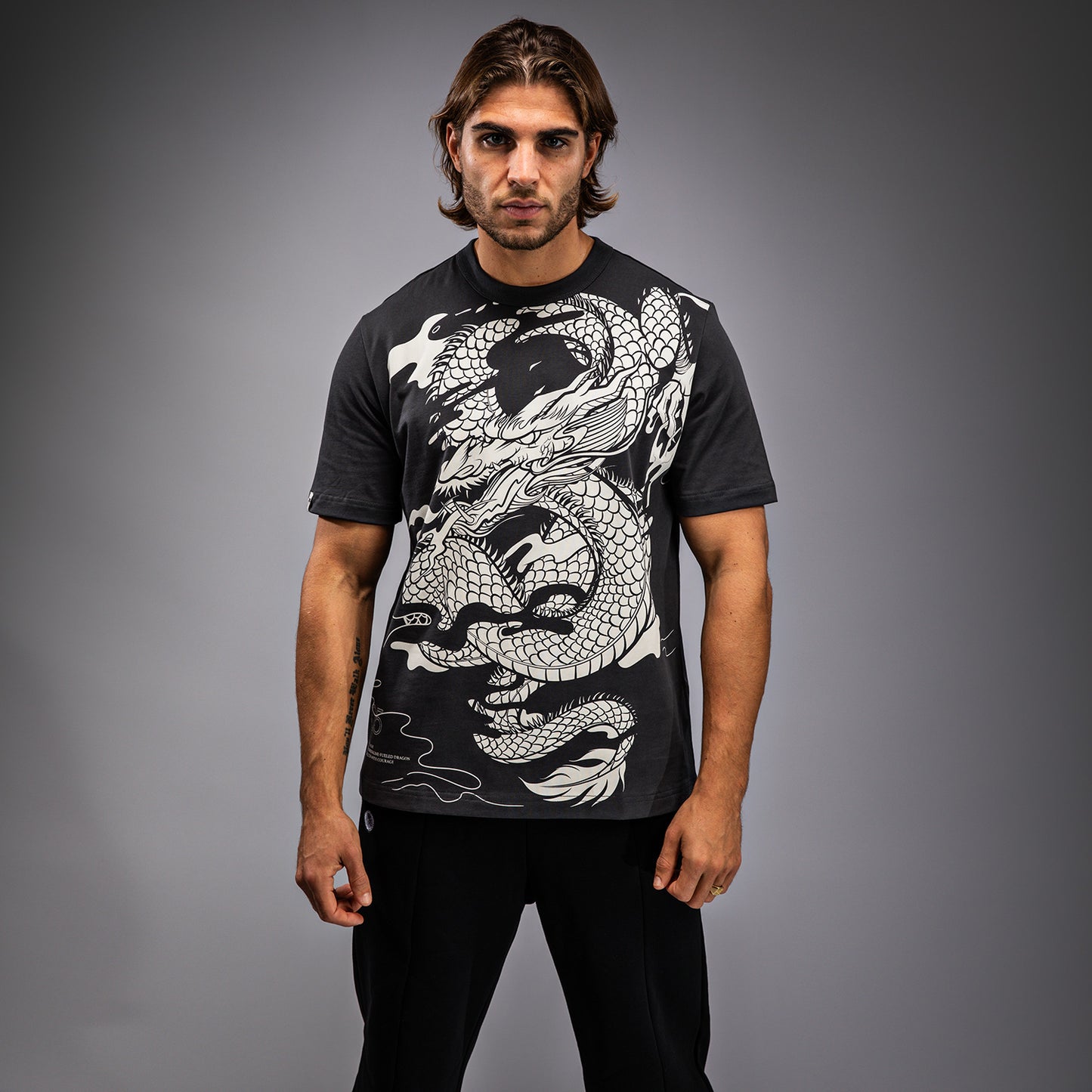 Venum Dragon’s Flight Men’s T-Shirt - Charcoal Grey/Cream White