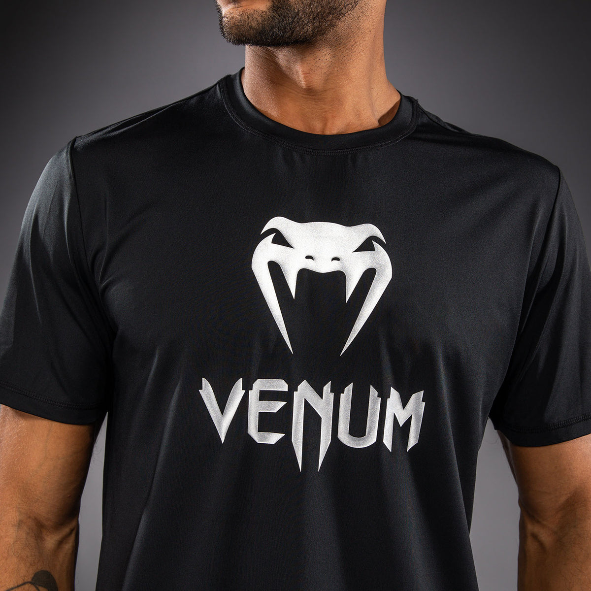 Venum Classic Dry Tech T-Shirt - Black/Silver  product-type_Dry Tech T-Shirts Venum