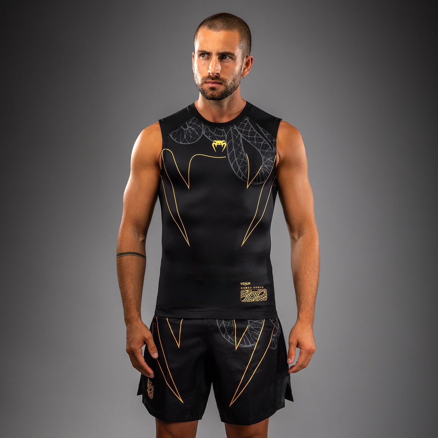 Venum Serpenti Sleeveless Rashguard - Black/Silver/Gold