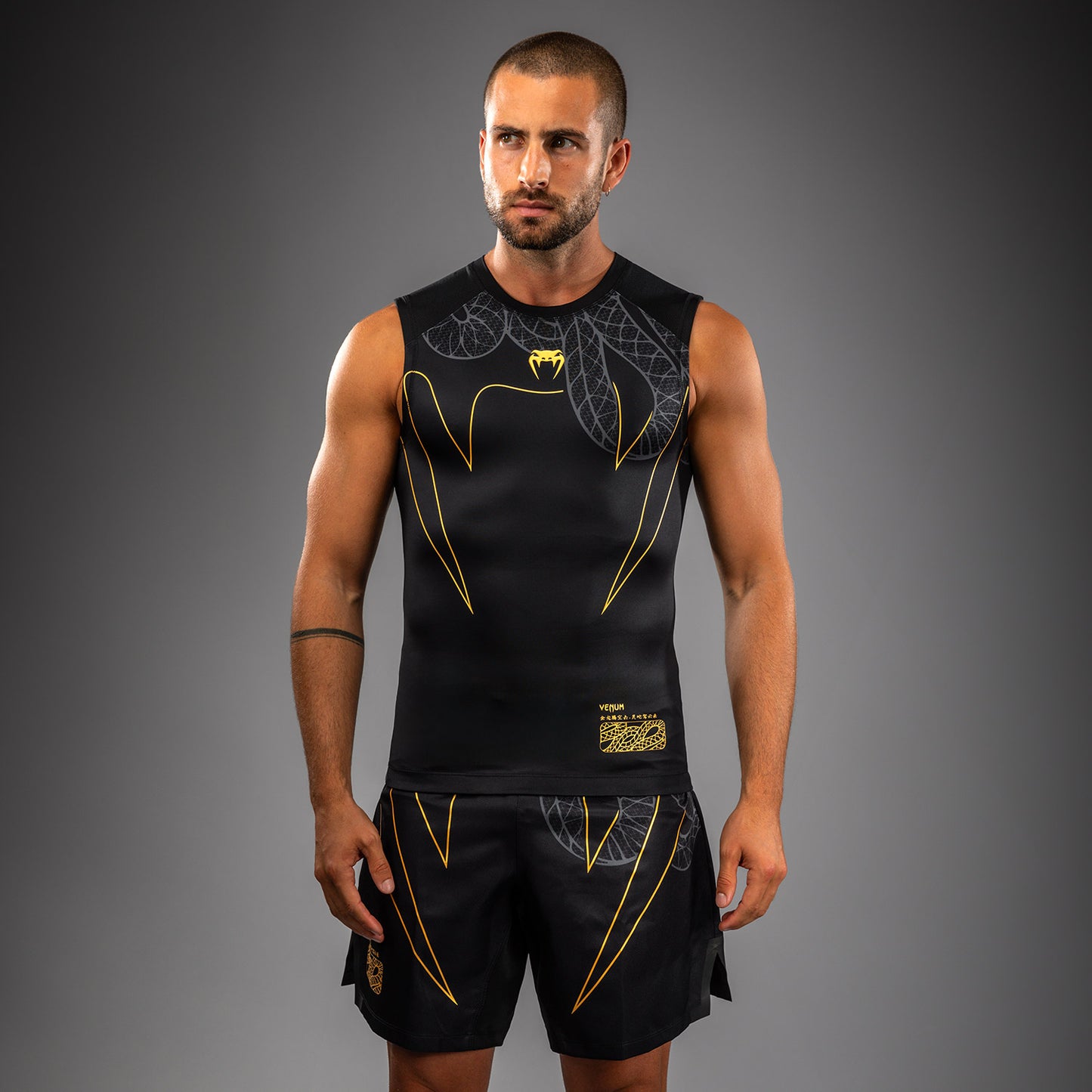 Venum Serpenti Sleeveless Rashguard - Black/Silver/Gold