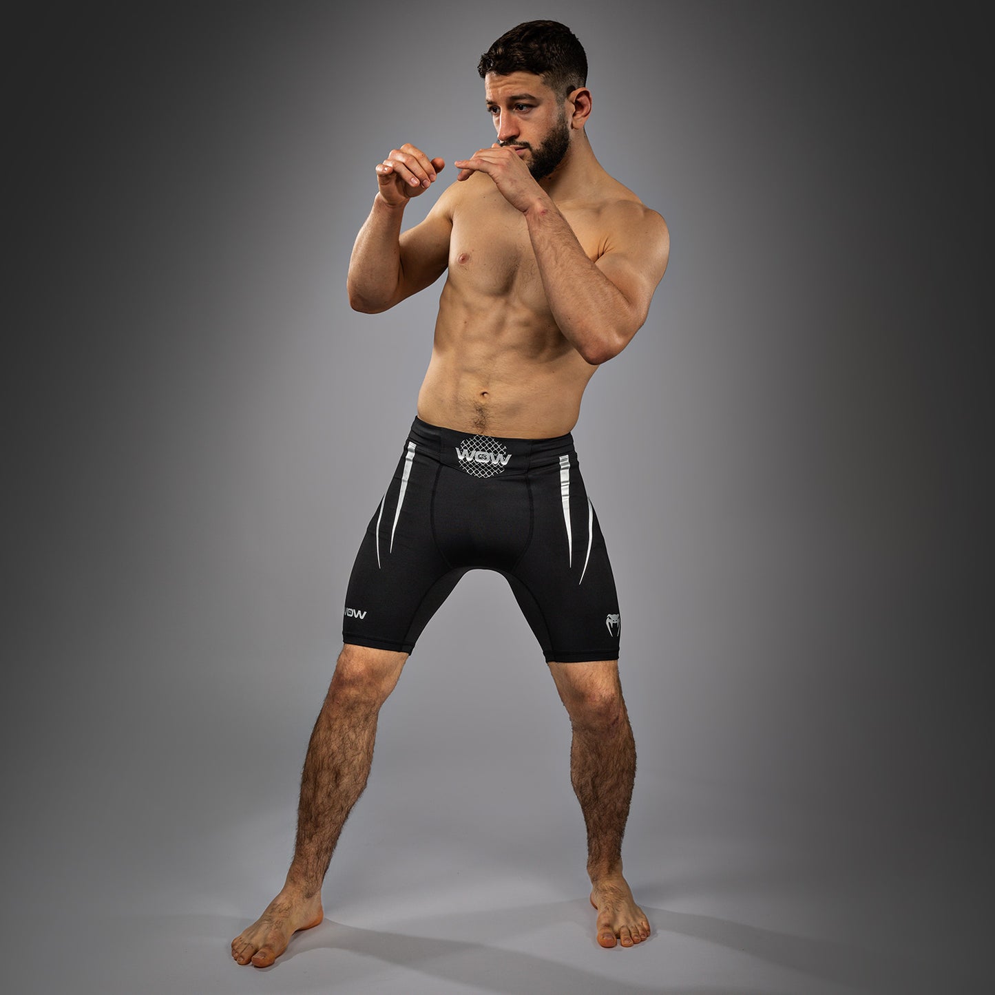 Venum x WOW FC Men’s Vale Tudo Shorts - Black/ Silver Grey