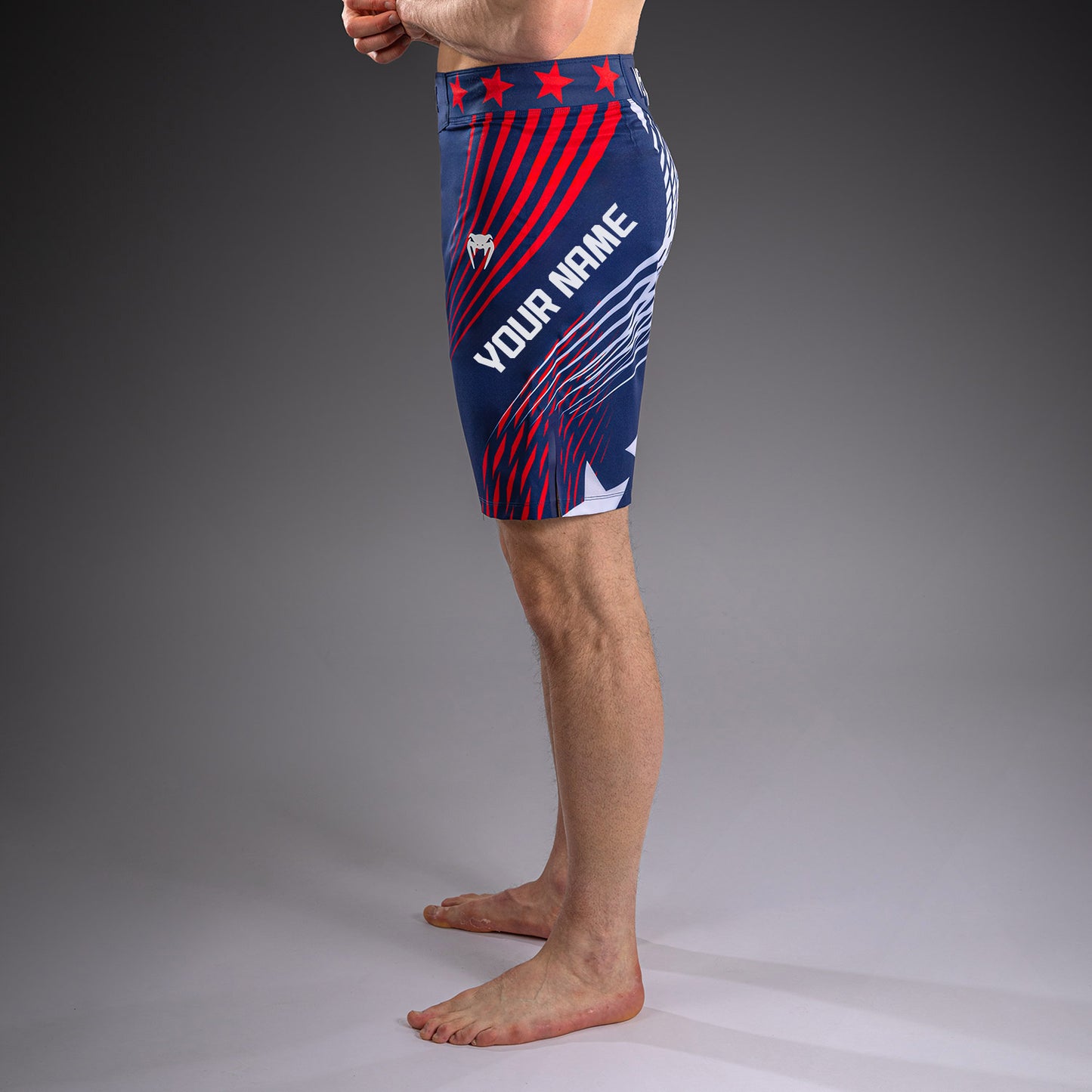 Men's Official UFC Freedom 250 by Venum Blue Personalized Authentic Fight Night Long Fit Fight Short