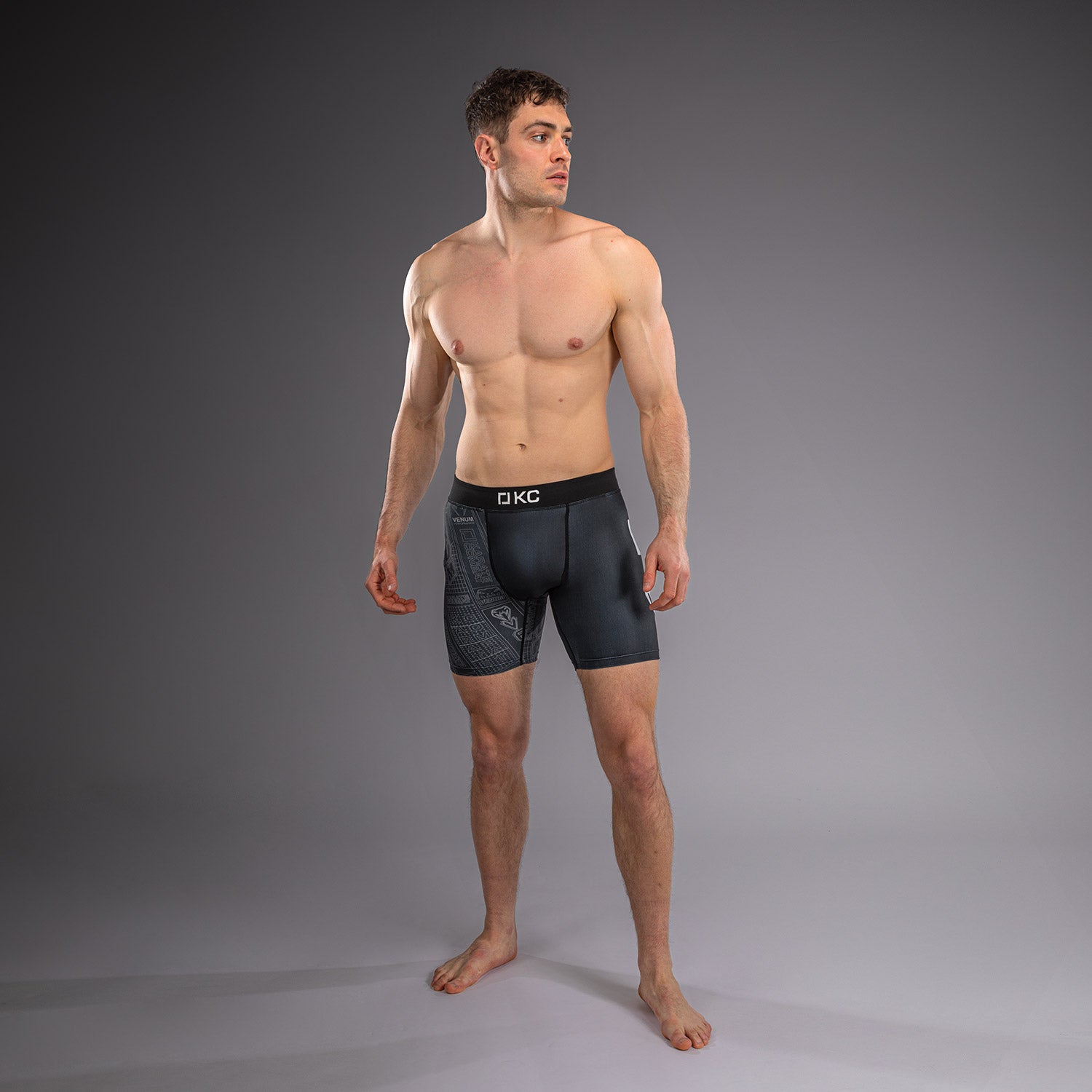 Karate Combat by Venum Vale Tudo Shorts - Black/Grey  product-type_Compression shorts Venum