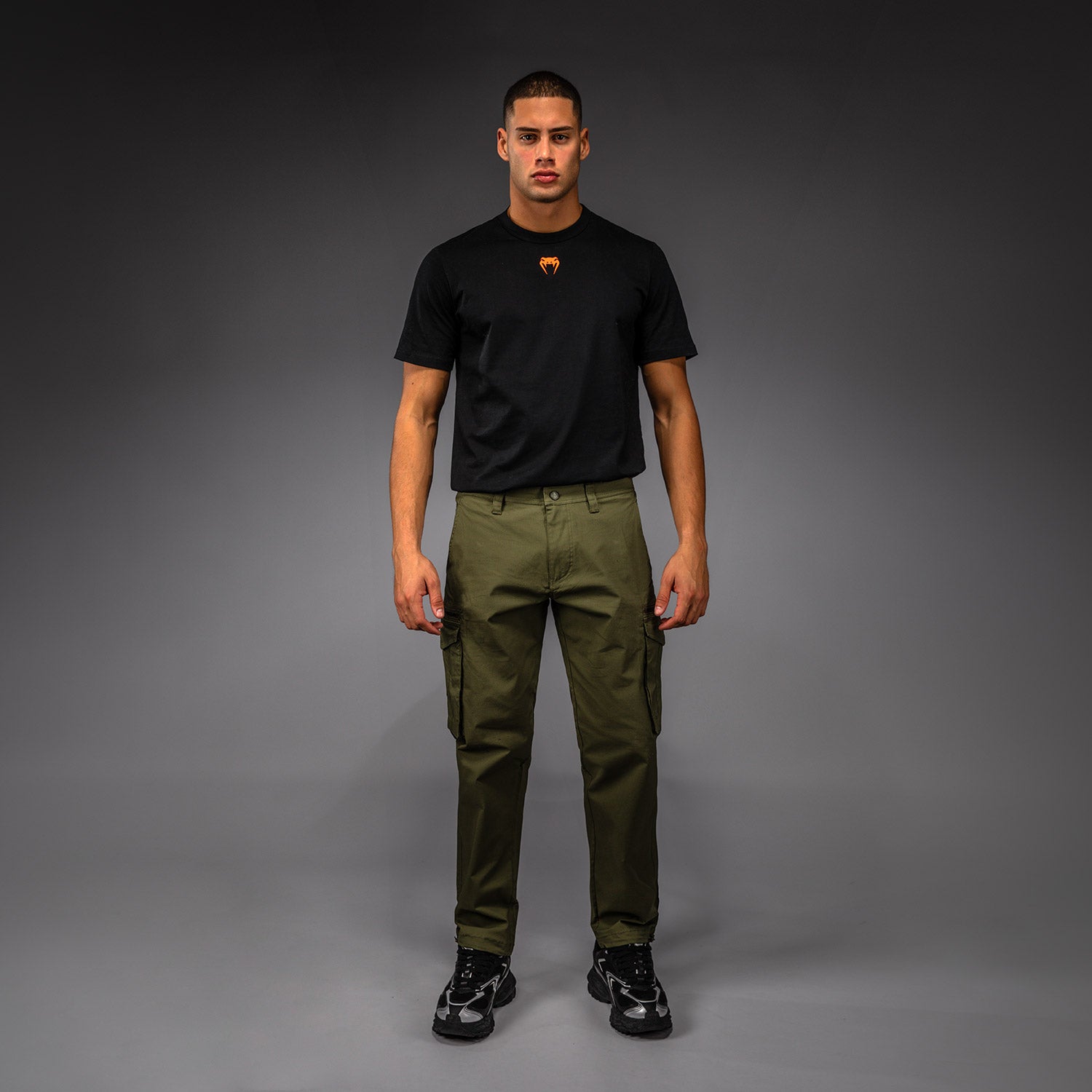 Pantalon de cargo kaki en coton avec taille élastique