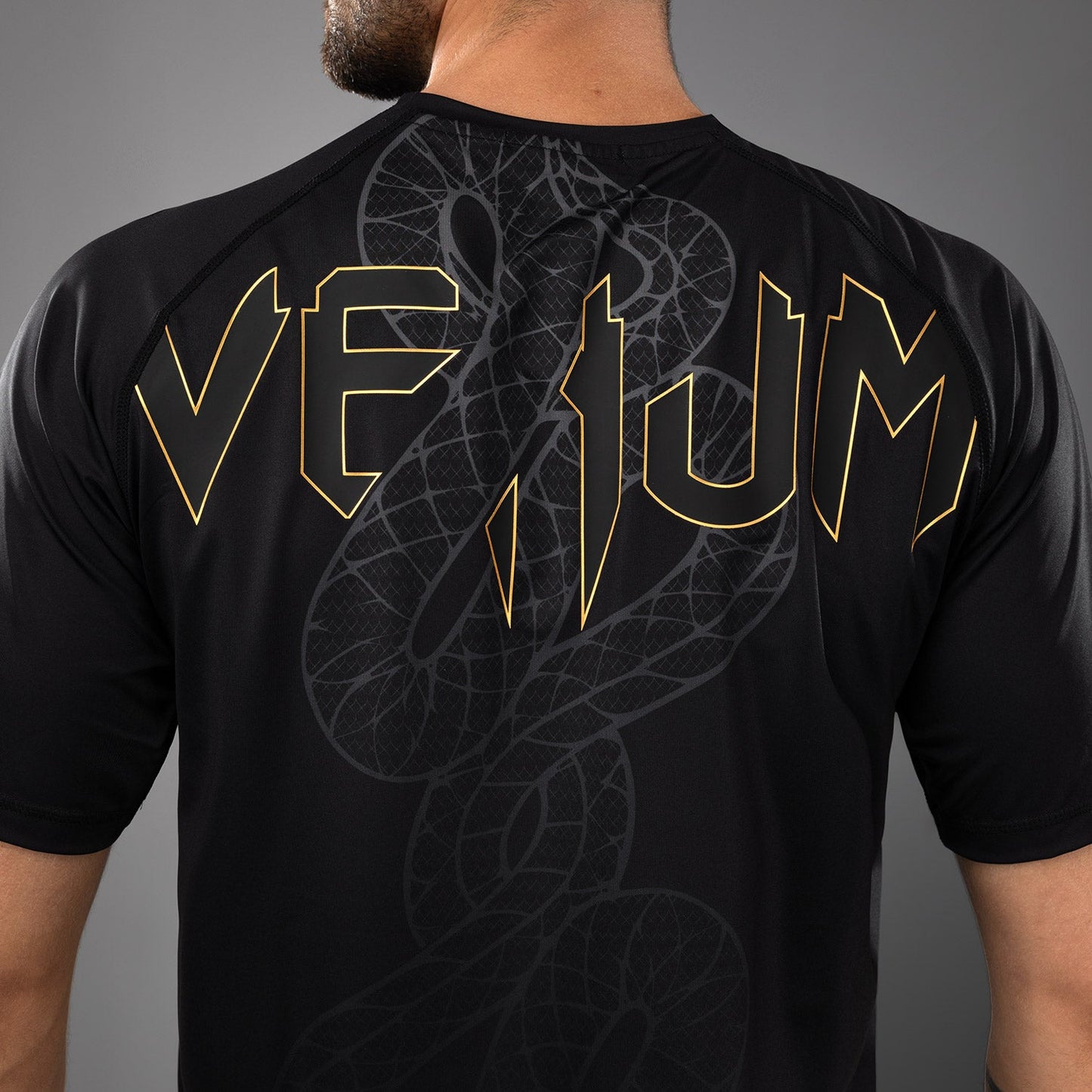 Venum Serpenti Dry Tech T-Shirt - Black/Silver/Gold
