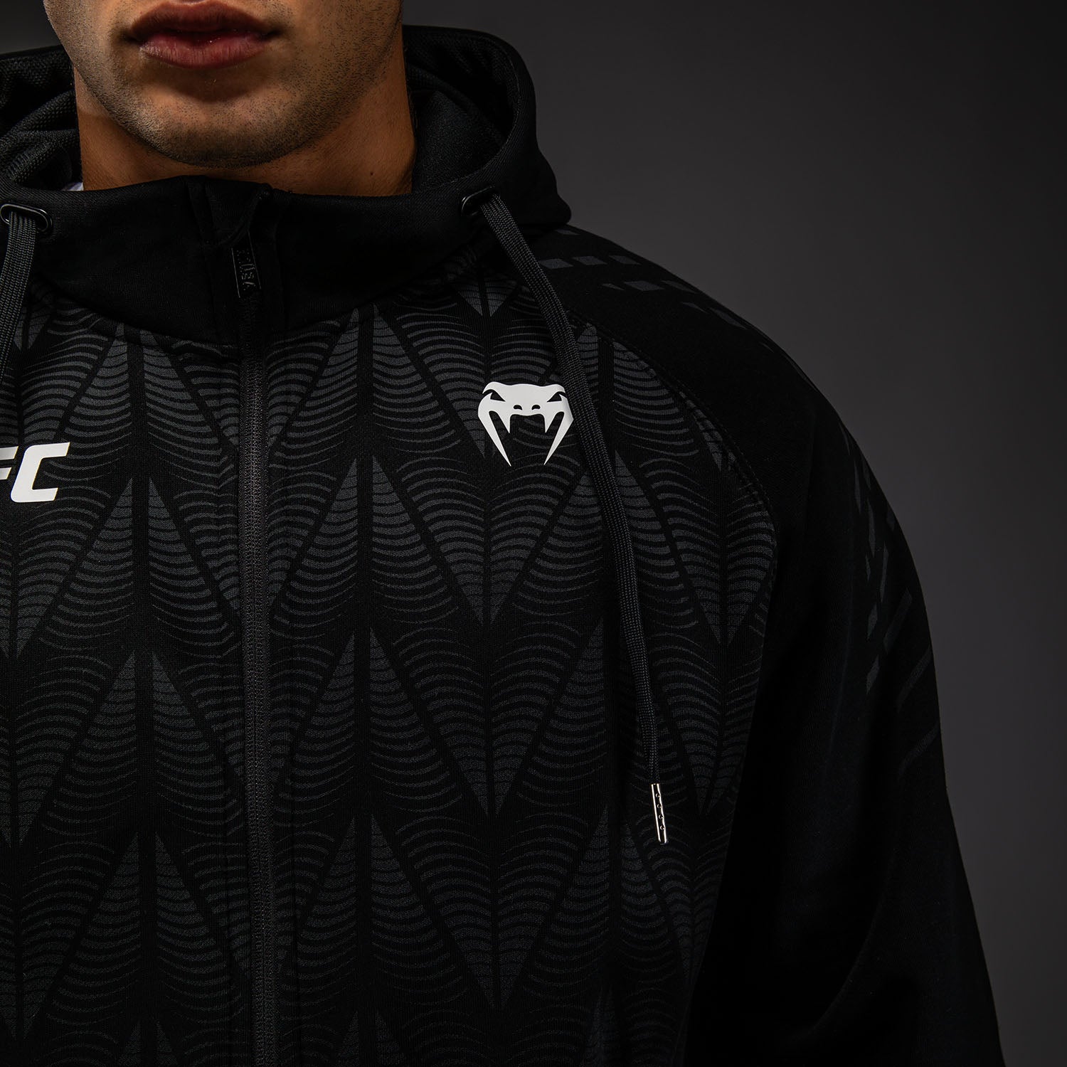 Men's UFC Zenith by Venum Replica Black Zip Hoodie - Venum