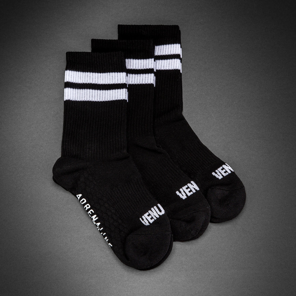 Venum Adrenaline Crew Socks 3-Pack - Black/White  product-type_Socks Venum