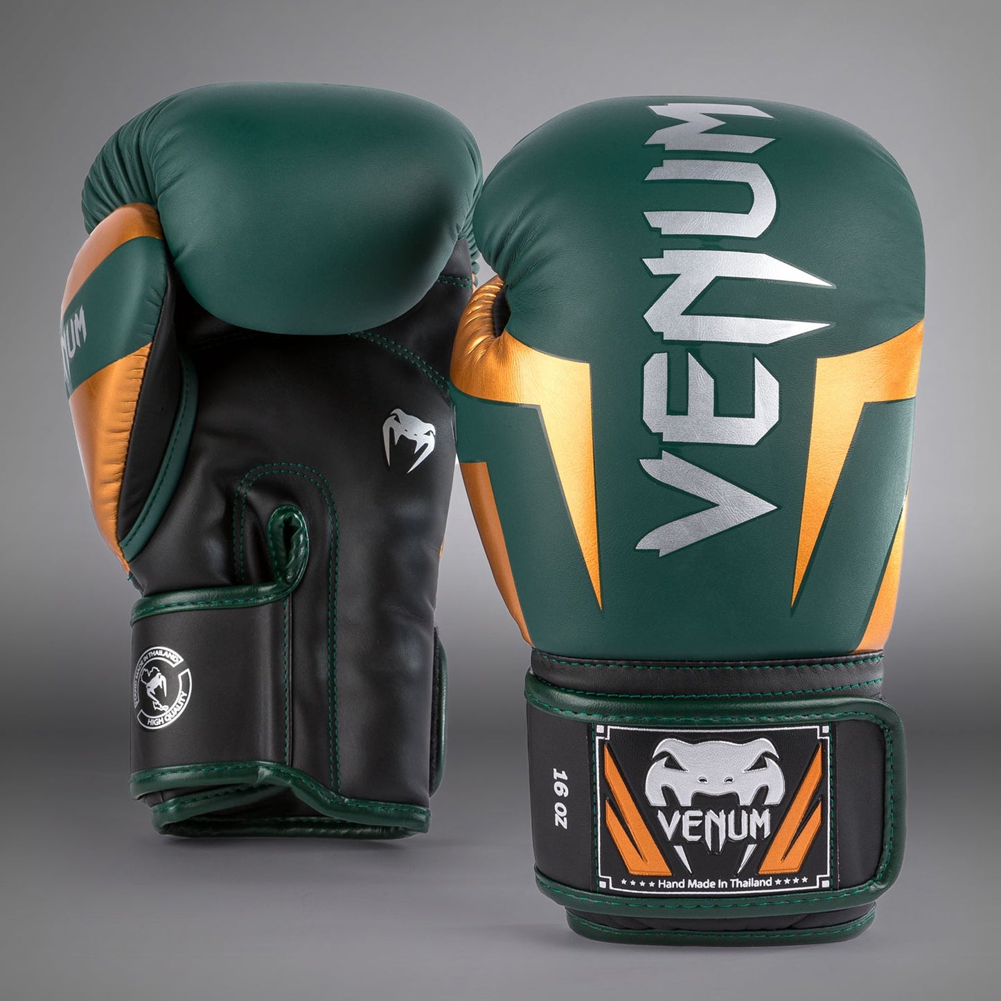 Venum Elite Boxing Gloves - Green/Bronze/Silver