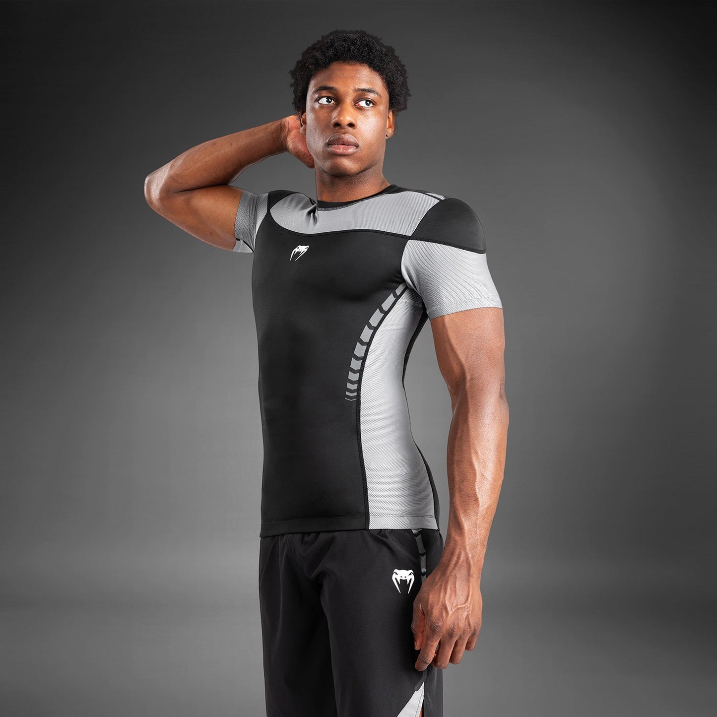 Venum Tempest Men's Short Sleeve Rashguard - Black/Grey