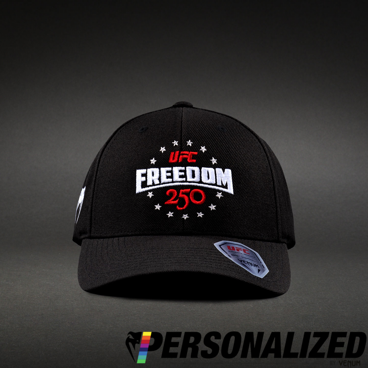 Official UFC Freedom 250 Personalized Authentic Fight Night Cap - Black/White