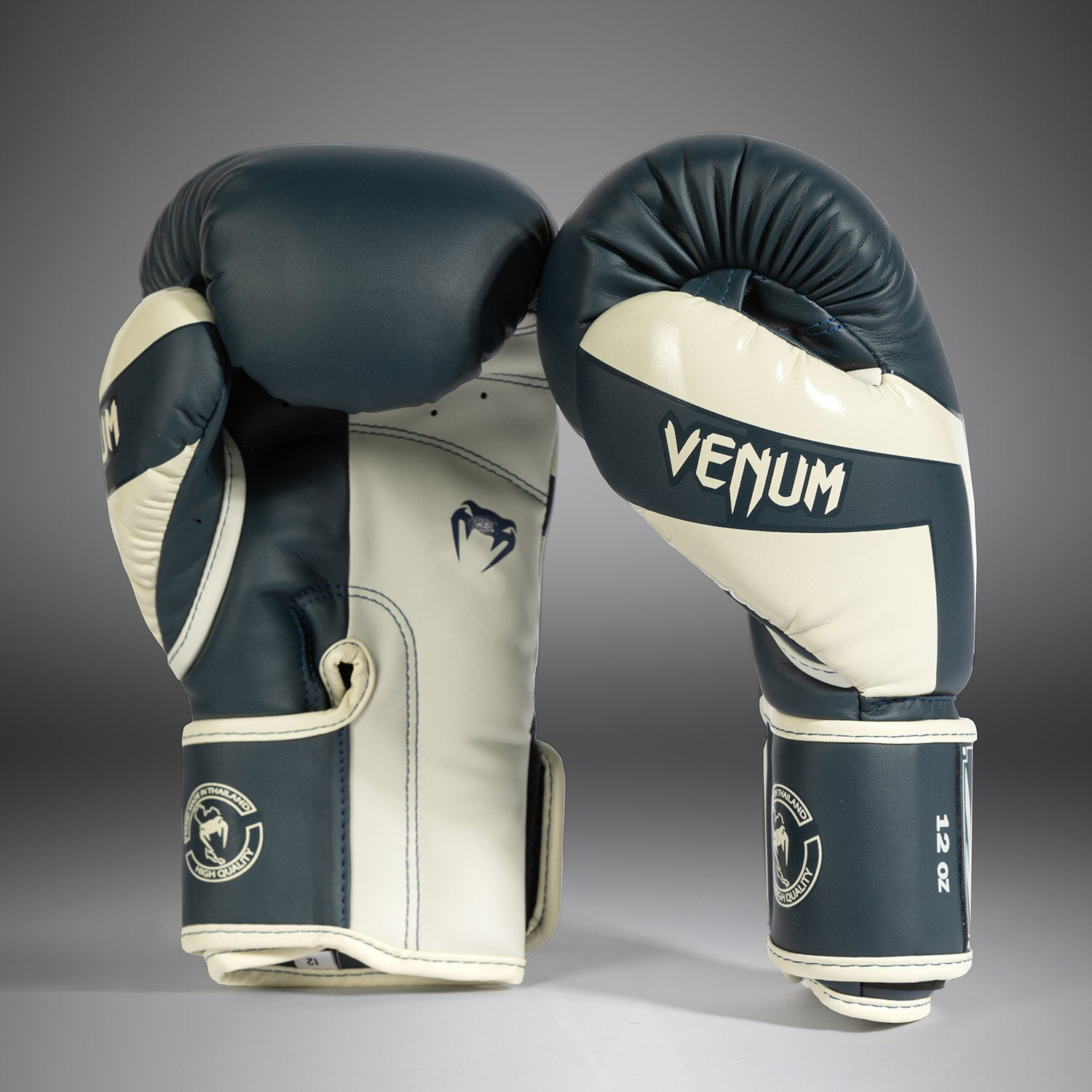 Venum Elite Boxing Gloves - White/Navy Blue - Venum
