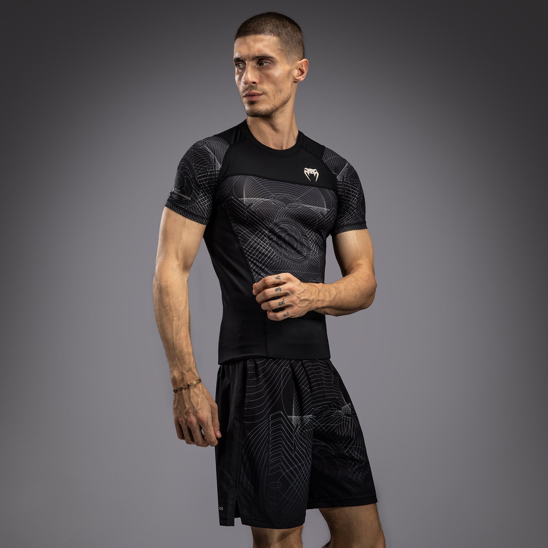 Venum G-Fit Air Men's Short Sleeve Rashguard - Deep Black/Desert Sand