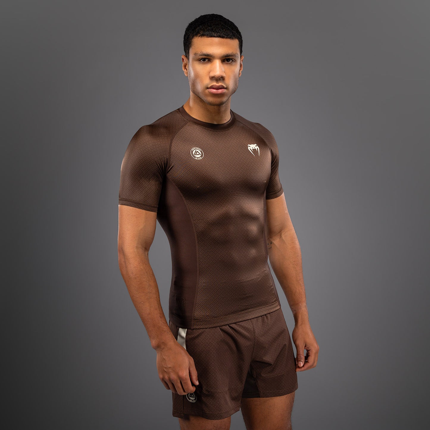 Venum x Roger Gracie Academy Short Sleeve Rashguard - Dark Brown