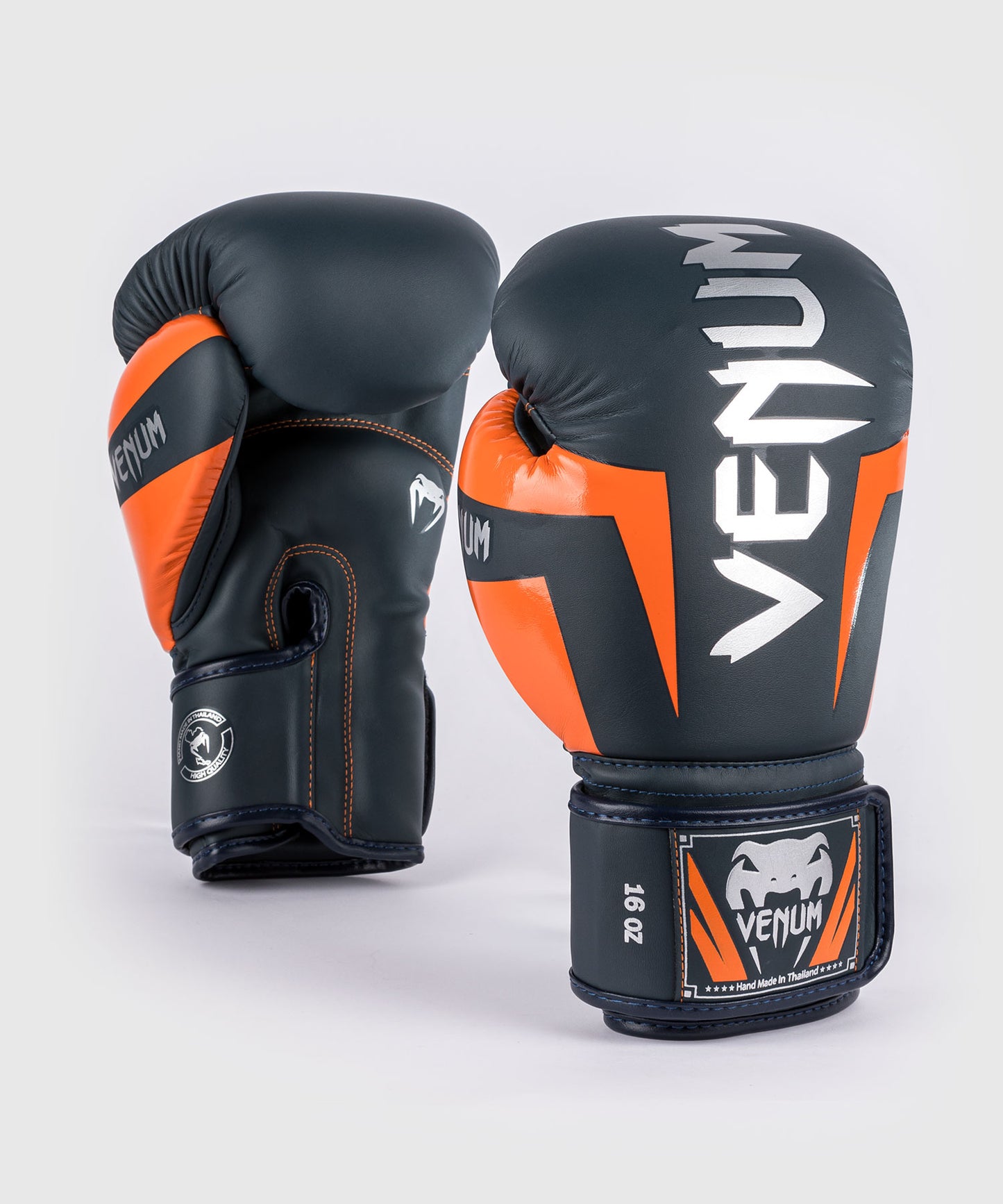 Venum Elite Boxing Gloves - Navy/Silver/Orange