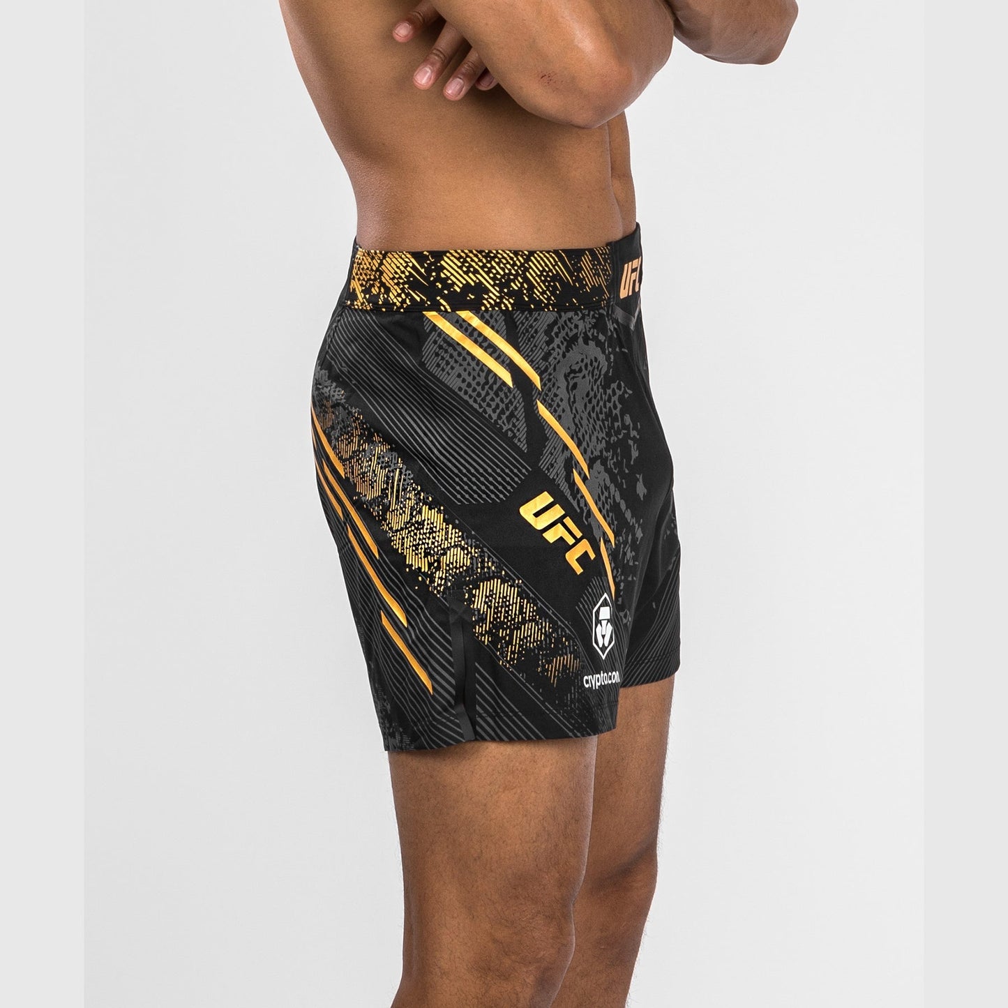 UFC Adrenaline by Venum Personalized Authentic Fight Night Men's Fight Short - Short Fit - Black/Gold
