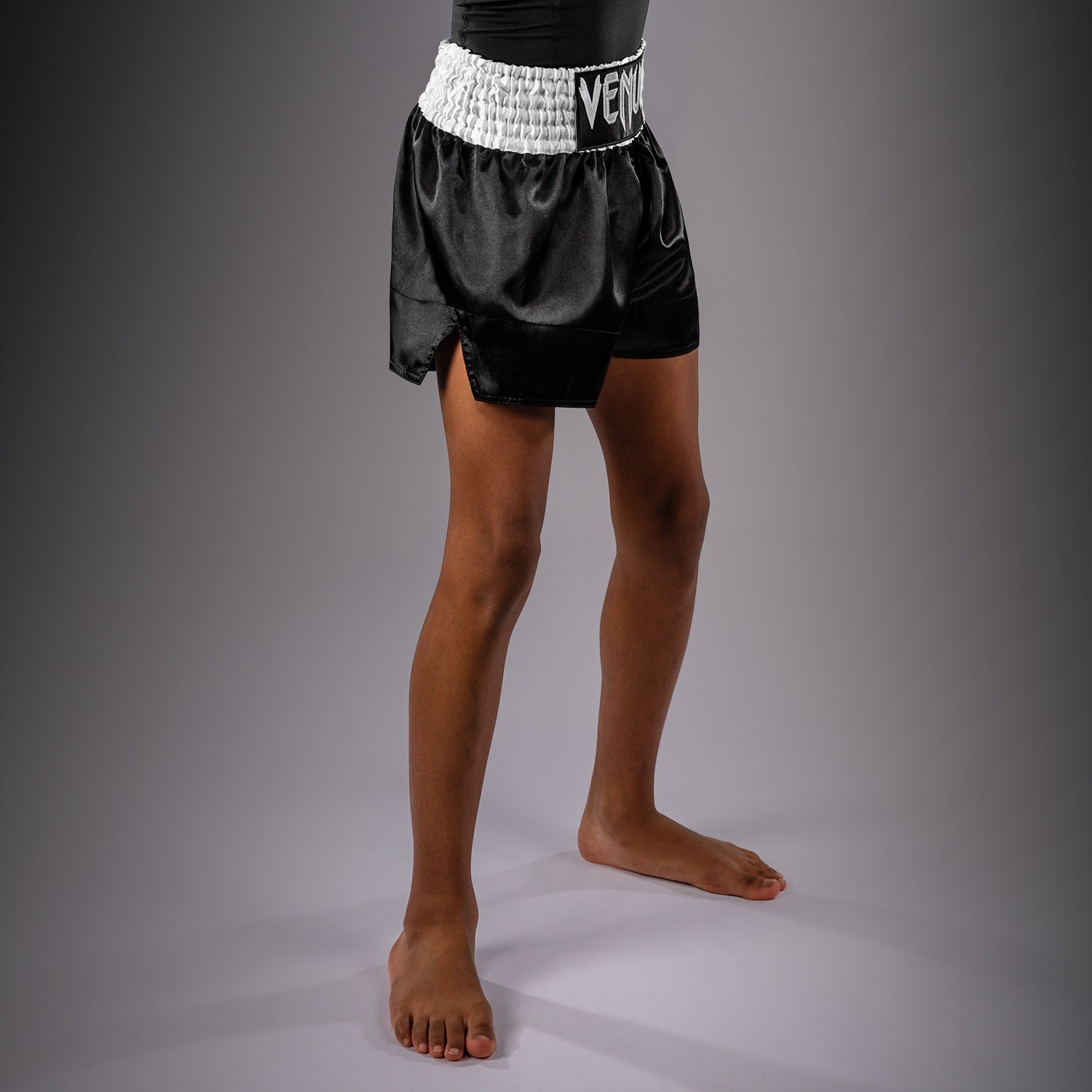 Venum Classic Muay Thai Shorts for Kids - Black/White  product-type_Muay Thai Shorts Venum