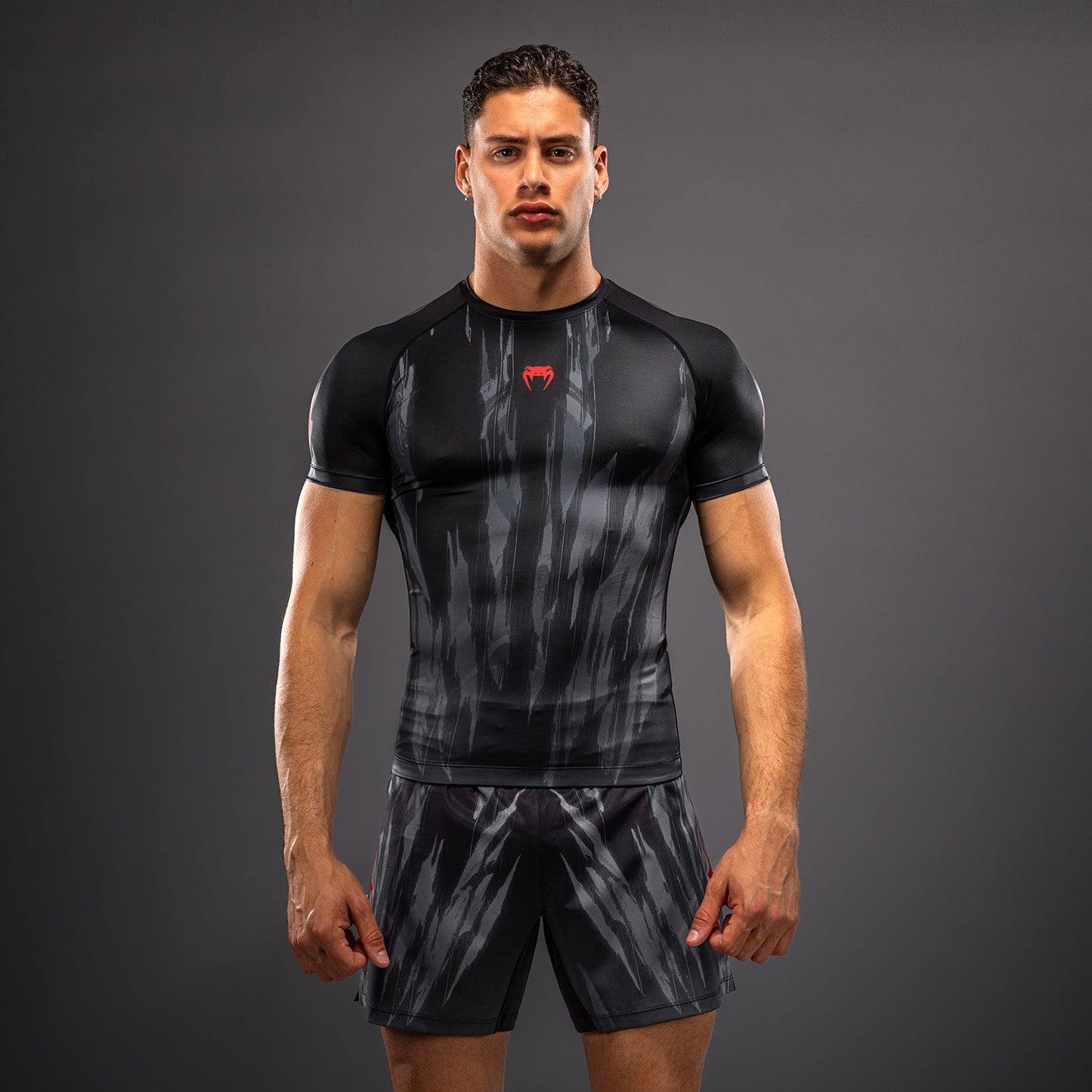 Venum Demon Short Sleeve Rashguard - Black/Grey  product-type_Compression T-Shirts Venum