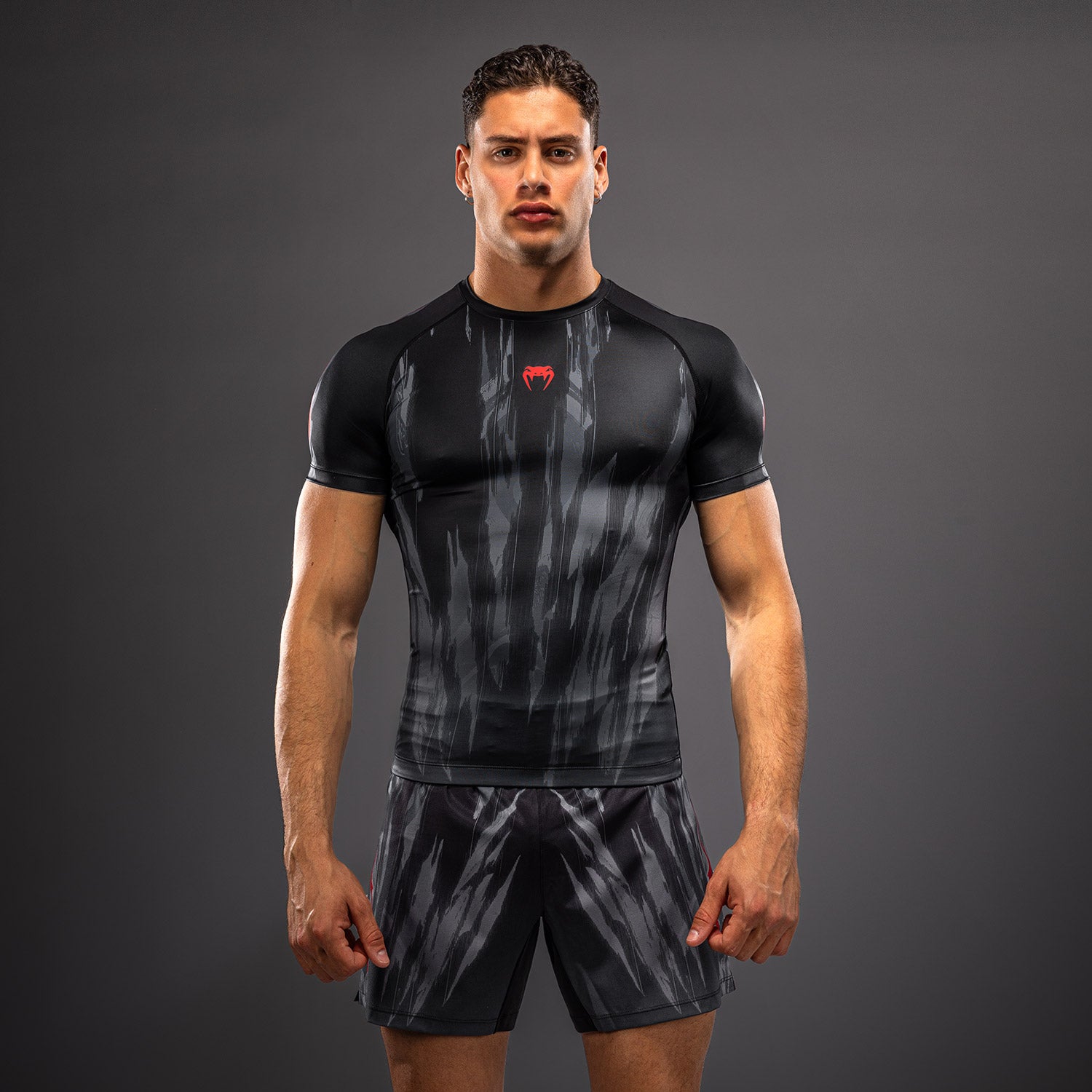 Venum Demon Short Sleeve Rashguard - Black/Grey  product-type_Compression T-Shirts Venum