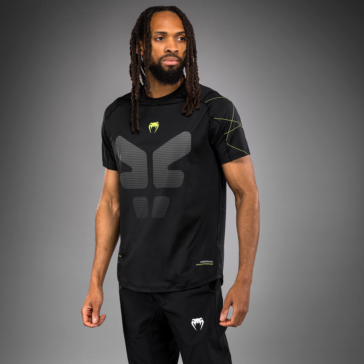 VEATMトレーニングウエアーセット Venum Training Camp 4.0 Dry Tech T-shirt - Black/Neon Green - Venum