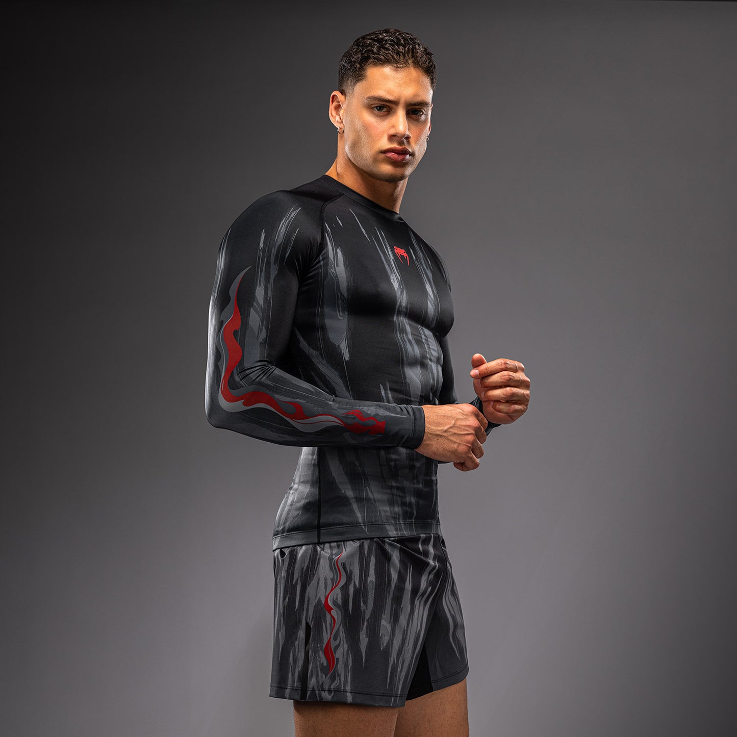Venum Demon Long Sleeve Rashguard - Black/Grey  product-type_Compression T-Shirts Venum