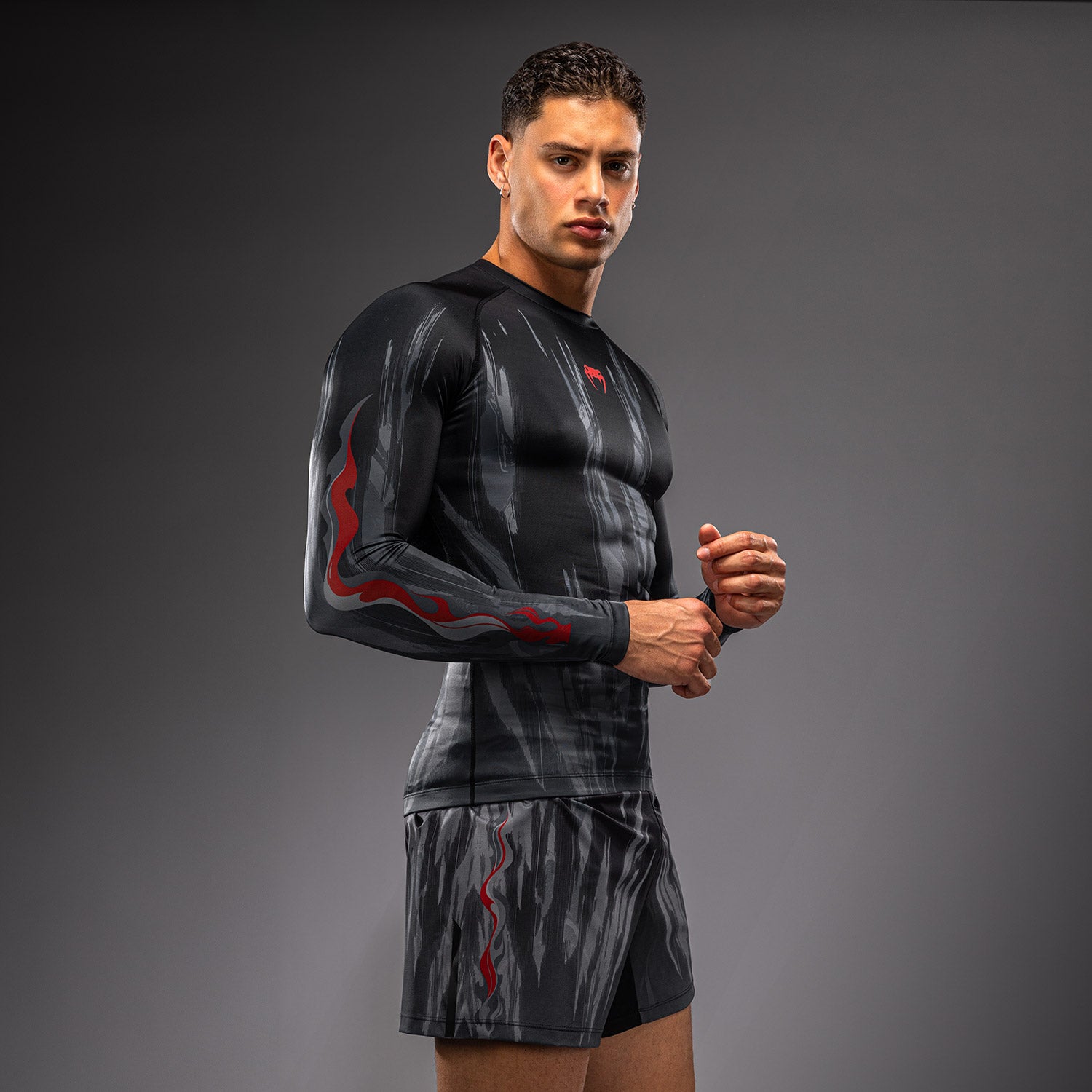 Venum Demon Long Sleeve Rashguard - Black/Grey  product-type_Compression T-Shirts Venum