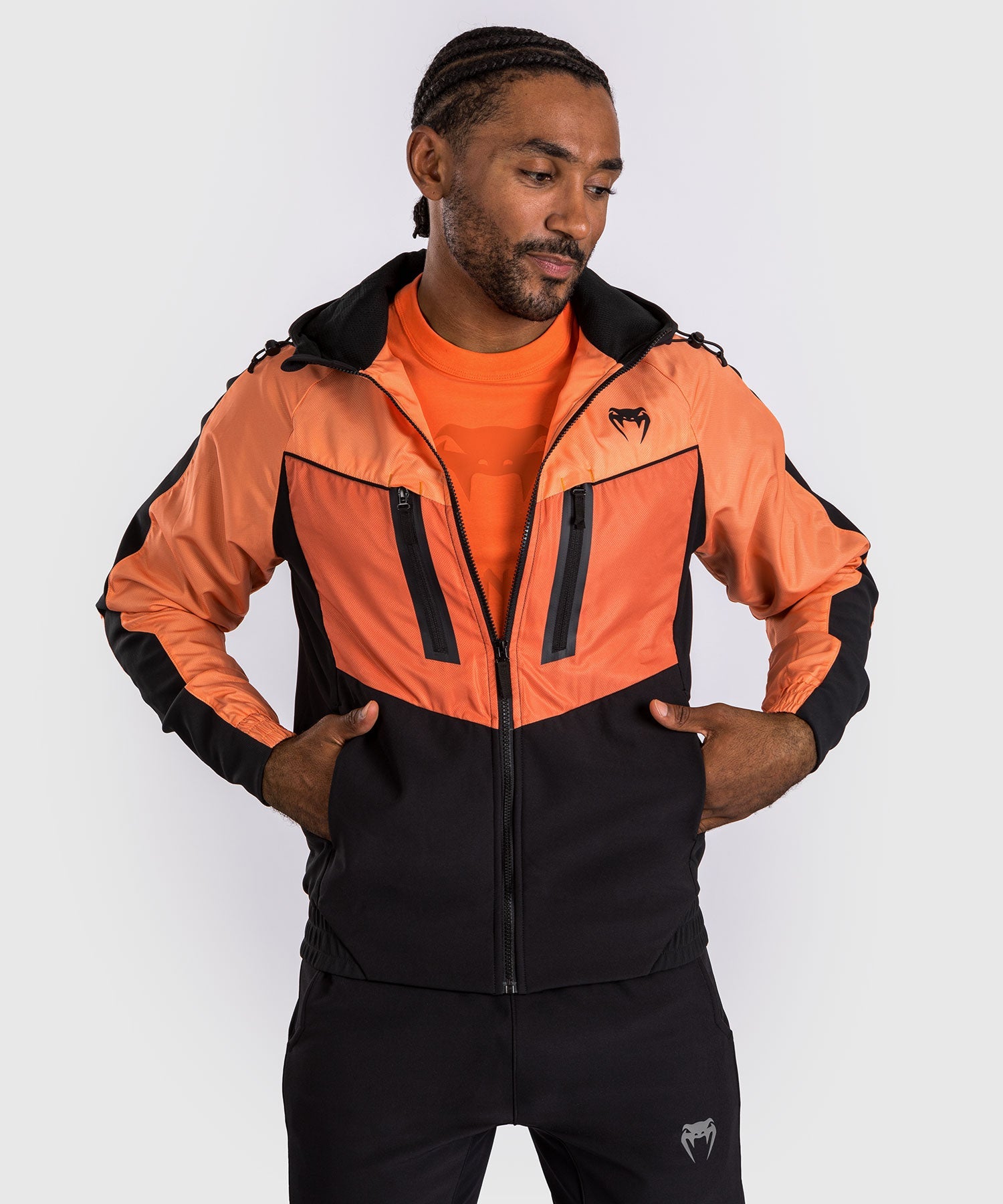 Black and orange windbreaker sales