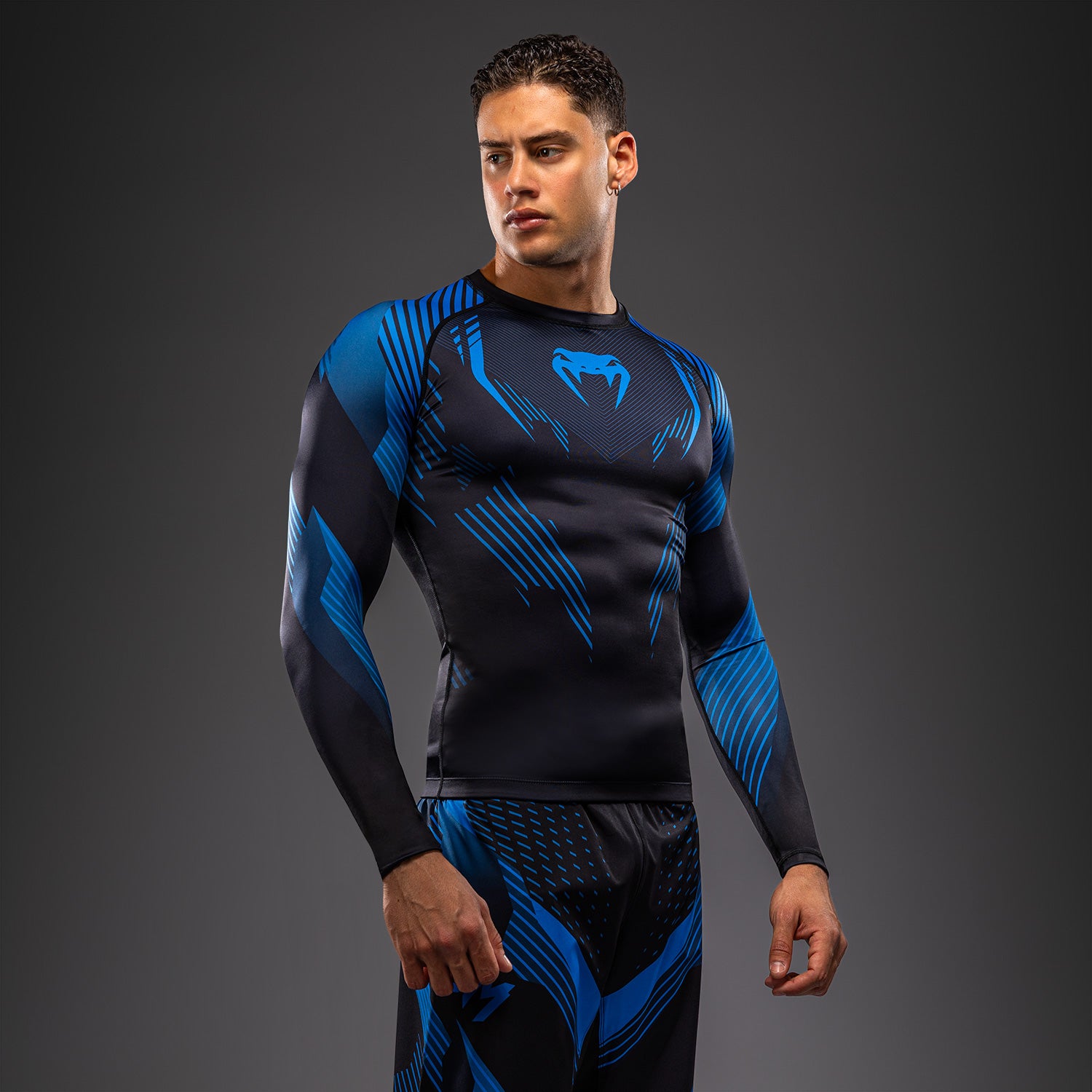 Venum No-Gi 6.0 Long Sleeve Rashguard - Black/Blue  product-type_Compression T-Shirts Venum