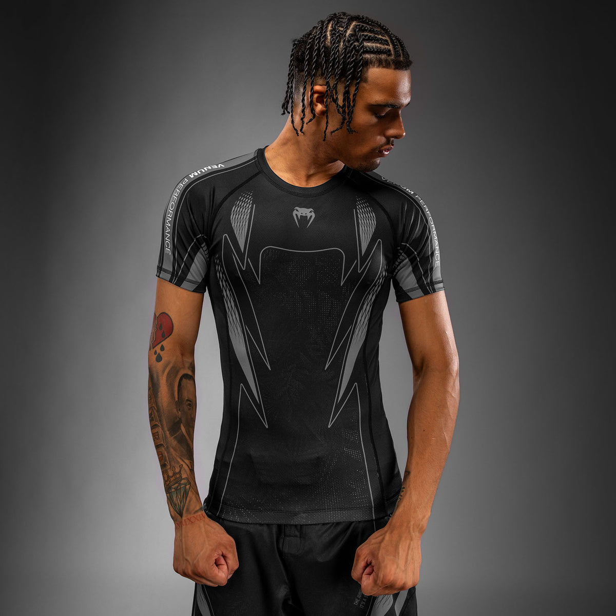 Venum Amazonia Reborn Short Sleeve Rashguard - Black/Grey
