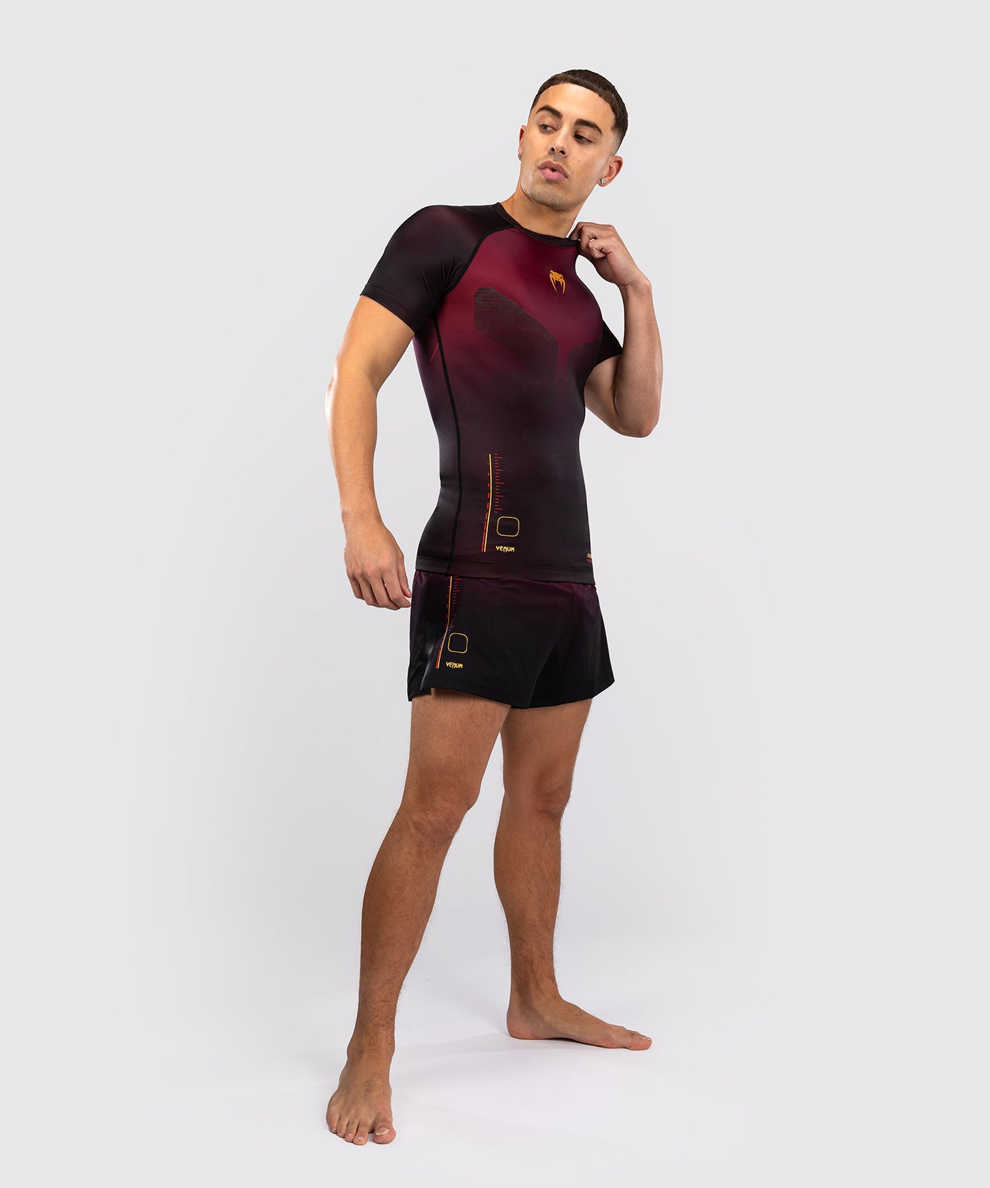 Venum Tactical XT Short Sleeve Rashguard - Black/Burgundy/Gold