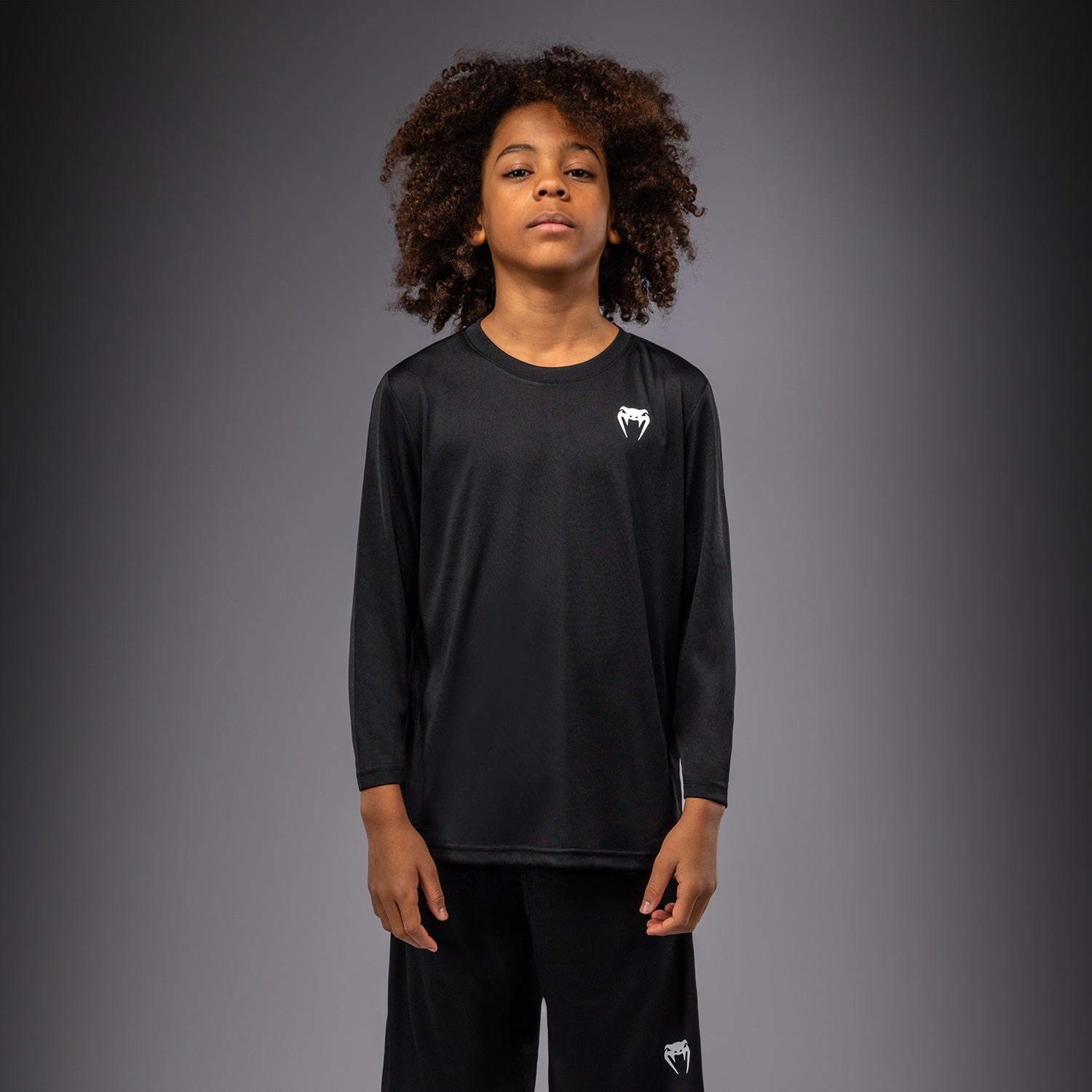 Venum Lineup Youth Performance Long Sleeve T-Shirt - Black/White  product-type_Dry Tech T-Shirts Venum