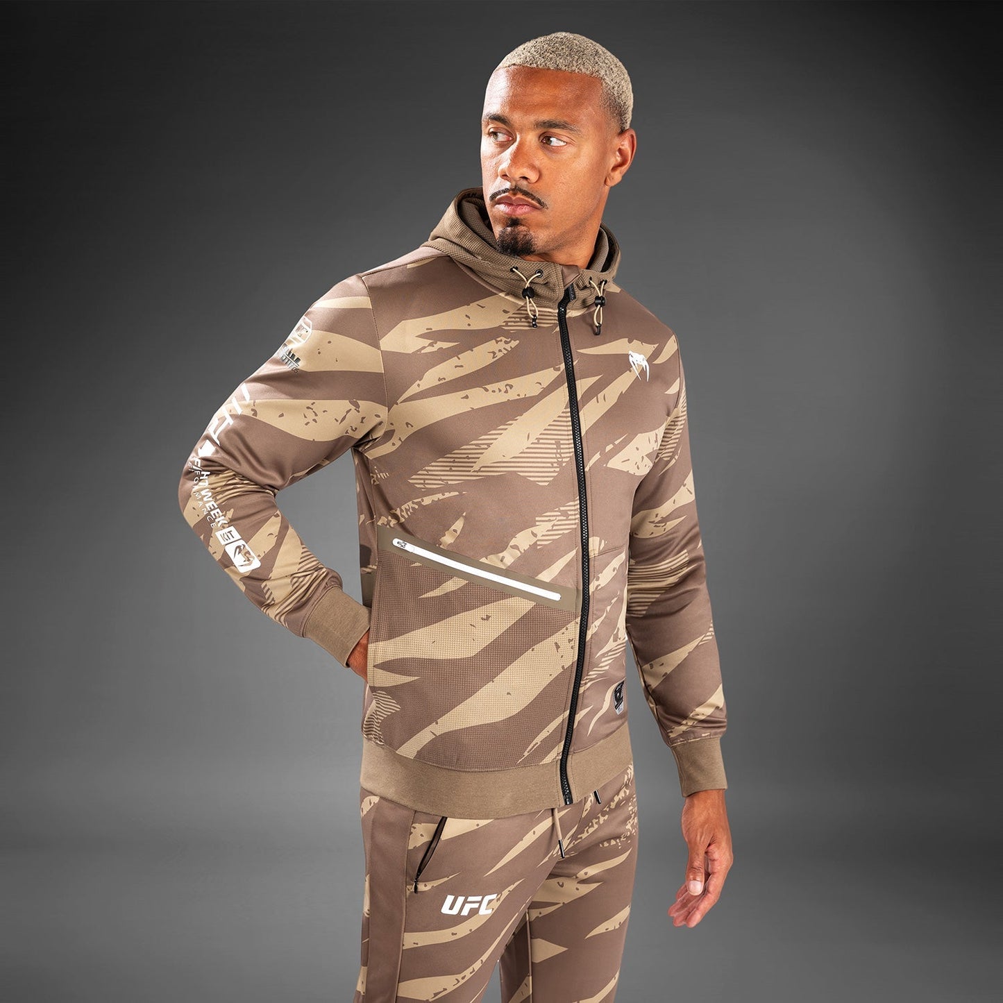UFC Adrenaline by Venum Fight Week Men’s zip Hoodie - Desert Camo