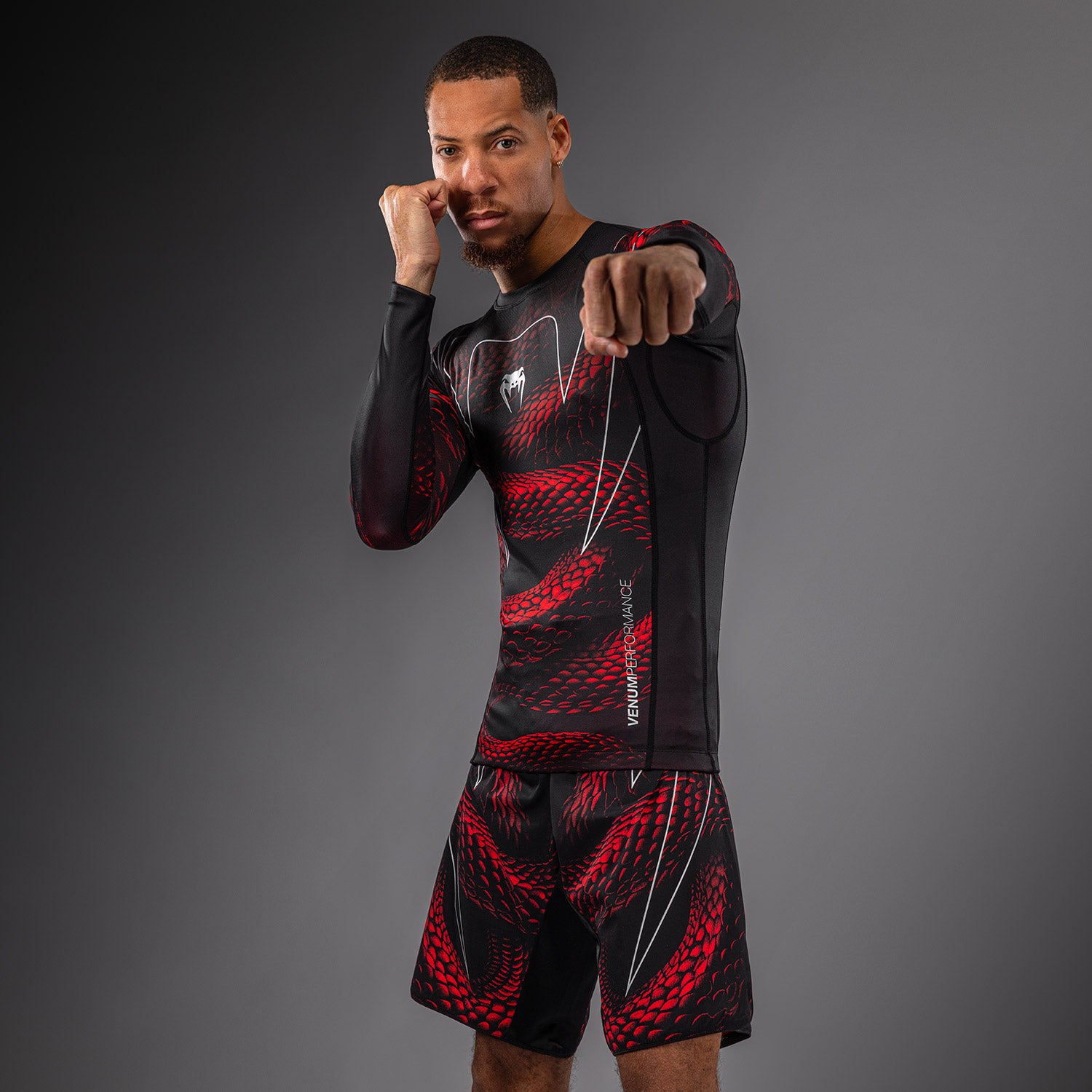 Venum Matupa Long Sleeve Rashguard - Black/Red/Silver - Venum