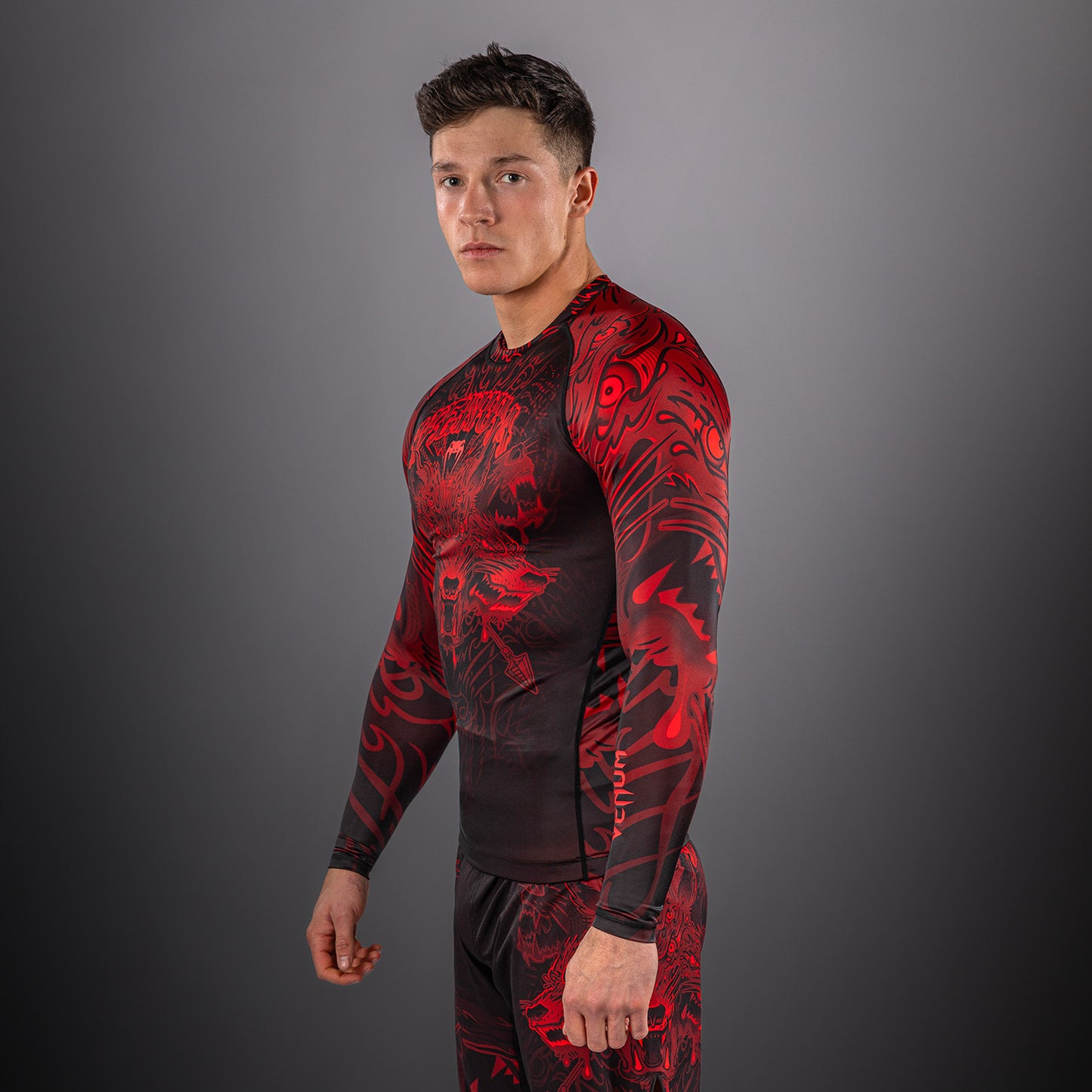 Venum Wolf Atak Long Sleeve Rashguard - Black/Red