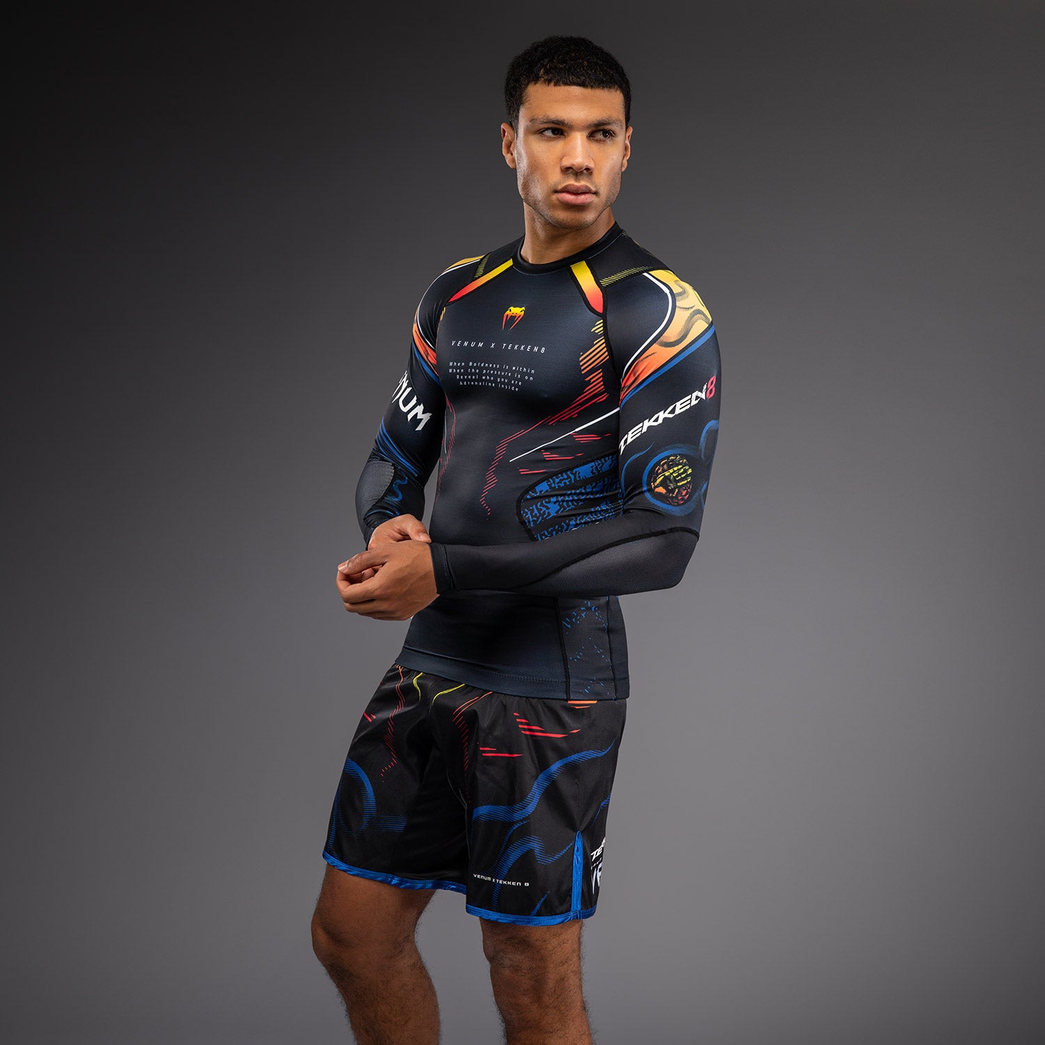 Venum x TEKKEN 8 Long Sleeve Rashguard - Yoshimitsu - Black/Orange