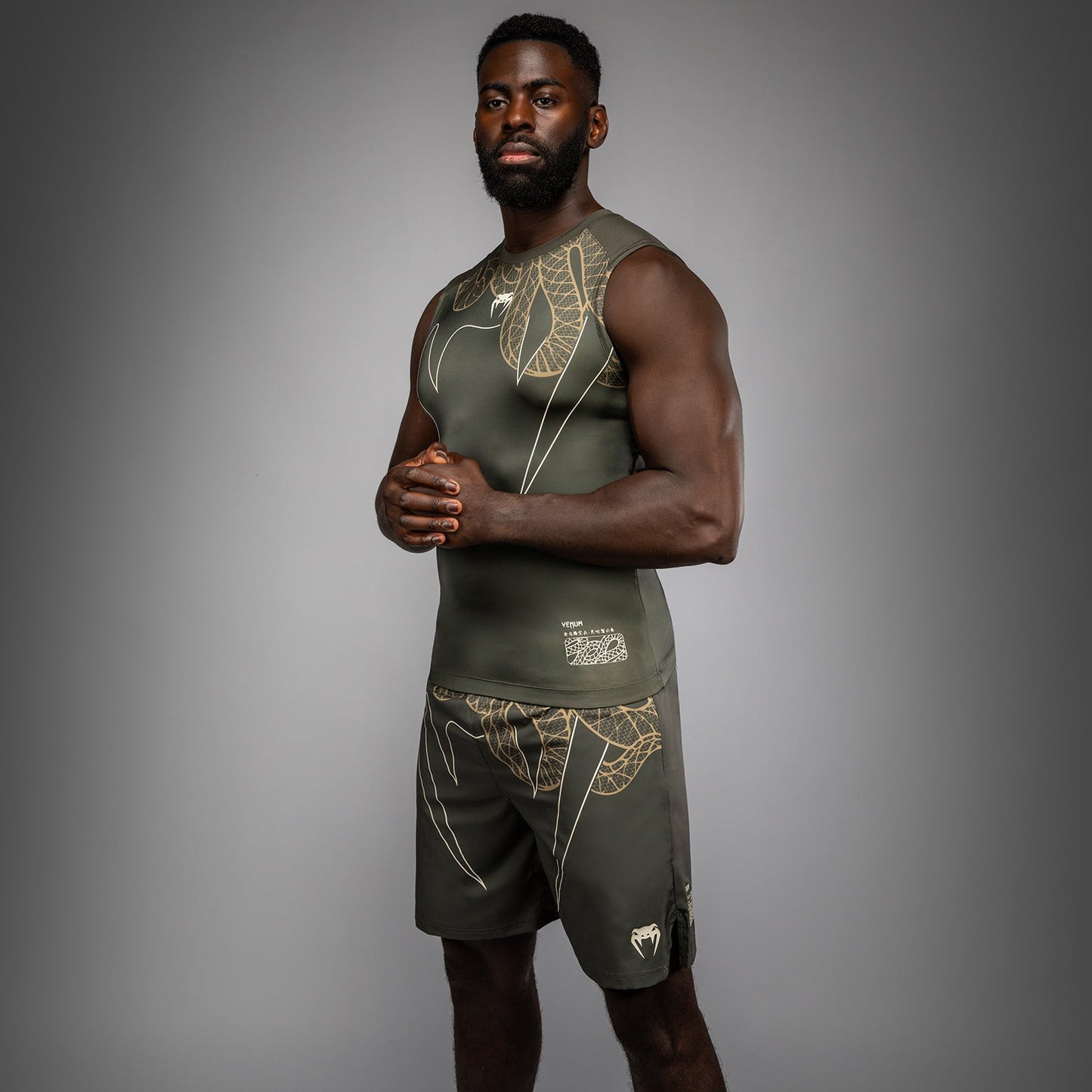 Venum Serpenti Sleeveless Rashguard - Khaki/Bronze/Ivory